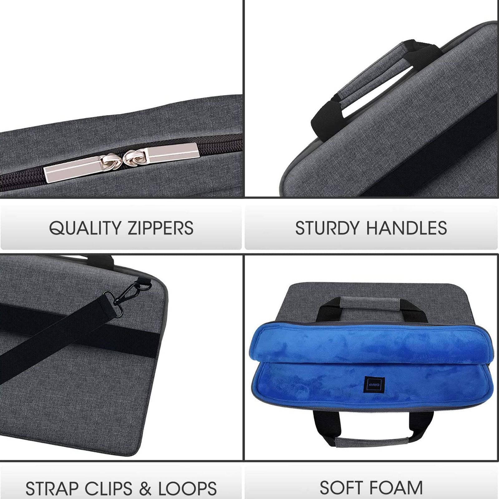 GRIPP Lecon Polyurethane Leather, Velvet Laptop Sleeve for 13.3 & 14 Inch Laptop (Water Repellent, Grey)_5