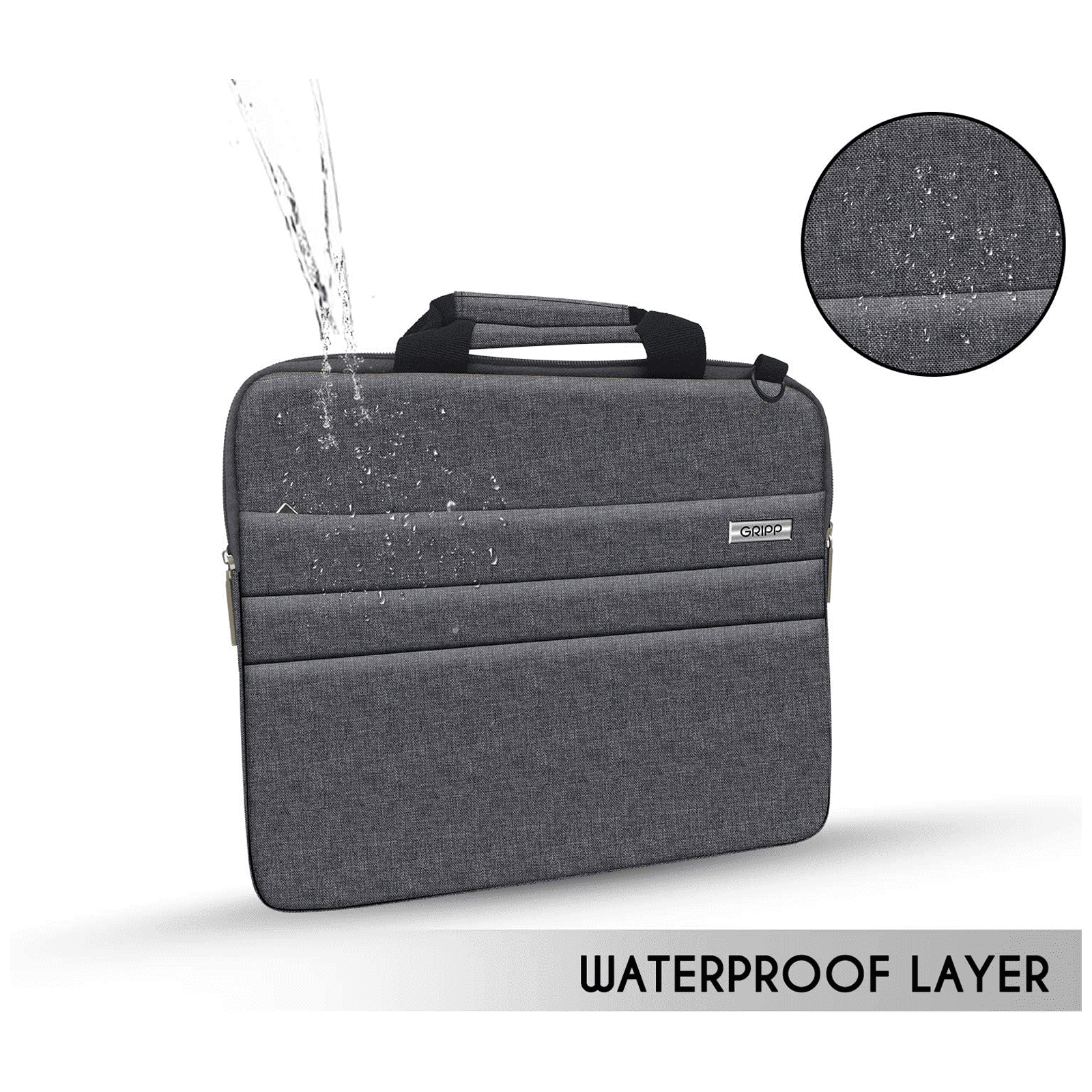 GRIPP Lecon Polyurethane Leather, Velvet Laptop Sleeve for 13.3 & 14 Inch Laptop (Water Repellent, Grey)_6