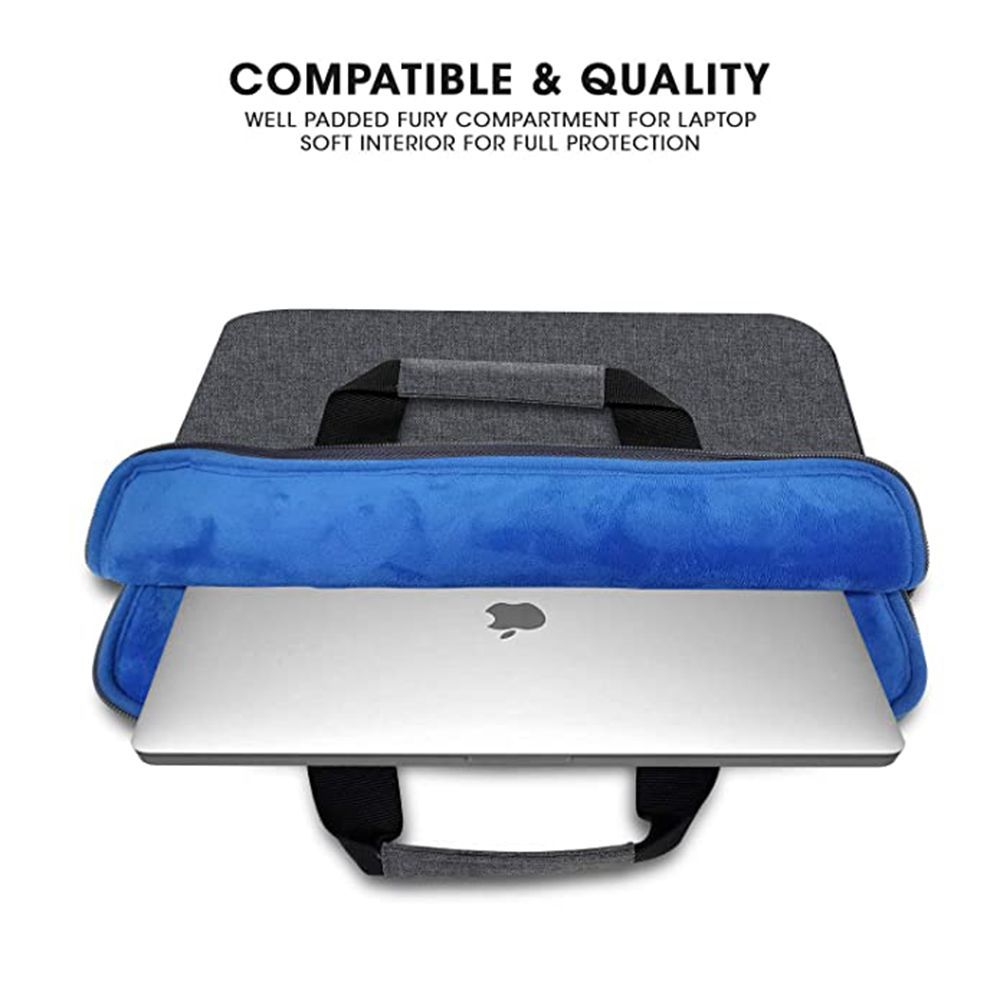 GRIPP Lecon Polyurethane Leather, Velvet Laptop Sleeve for 13.3 & 14 Inch Laptop (Water Repellent, Grey)_7