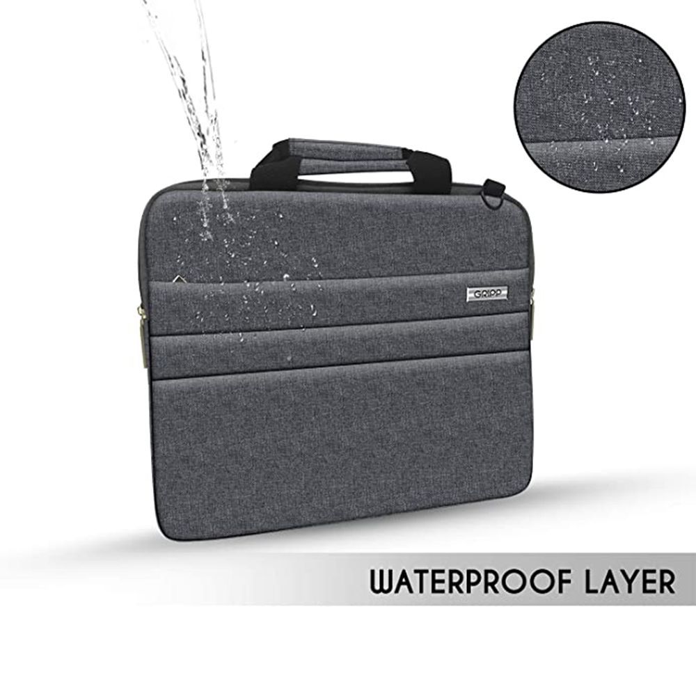 GRIPP Lecon Polyurethane Leather, Velvet Laptop Sleeve for 13.3 & 14 Inch Laptop (Water Repellent, Grey)_4