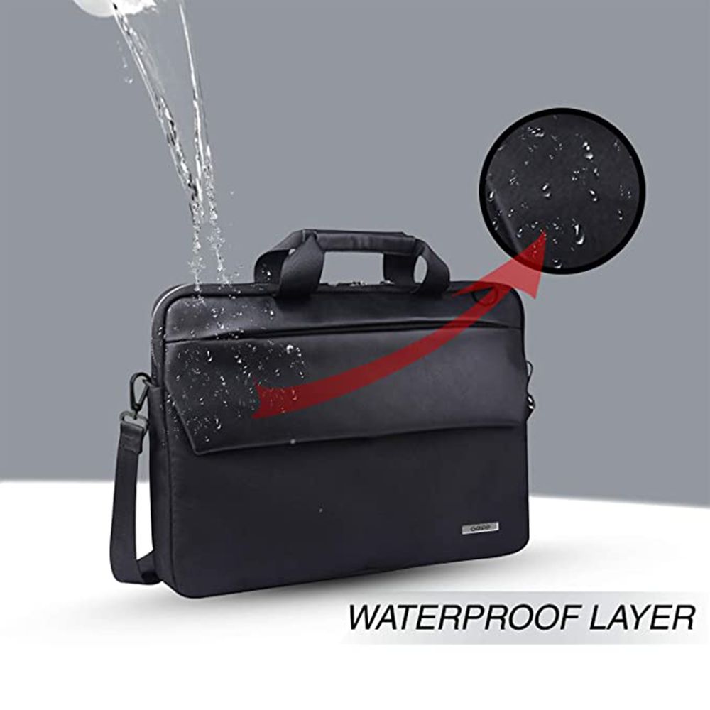 GRIPP Hugo Polyurethane, Nylon, Velvet Laptop Sling Bag for 13.3 & 14 Inch Laptop (Water Repellent, Black)_7