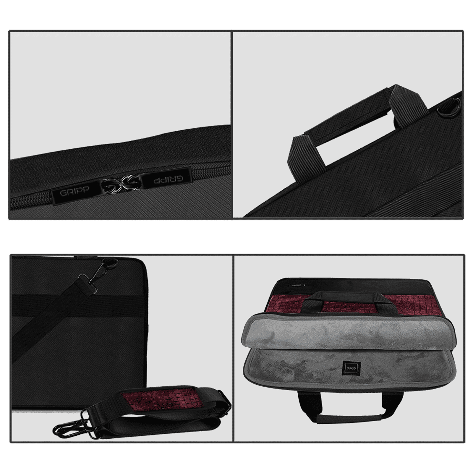 GRIPP Croc Compact Nylon Laptop Sling Bag for 13.3 & 14 Inch Laptop (Water Repellent, Burgundy)_5