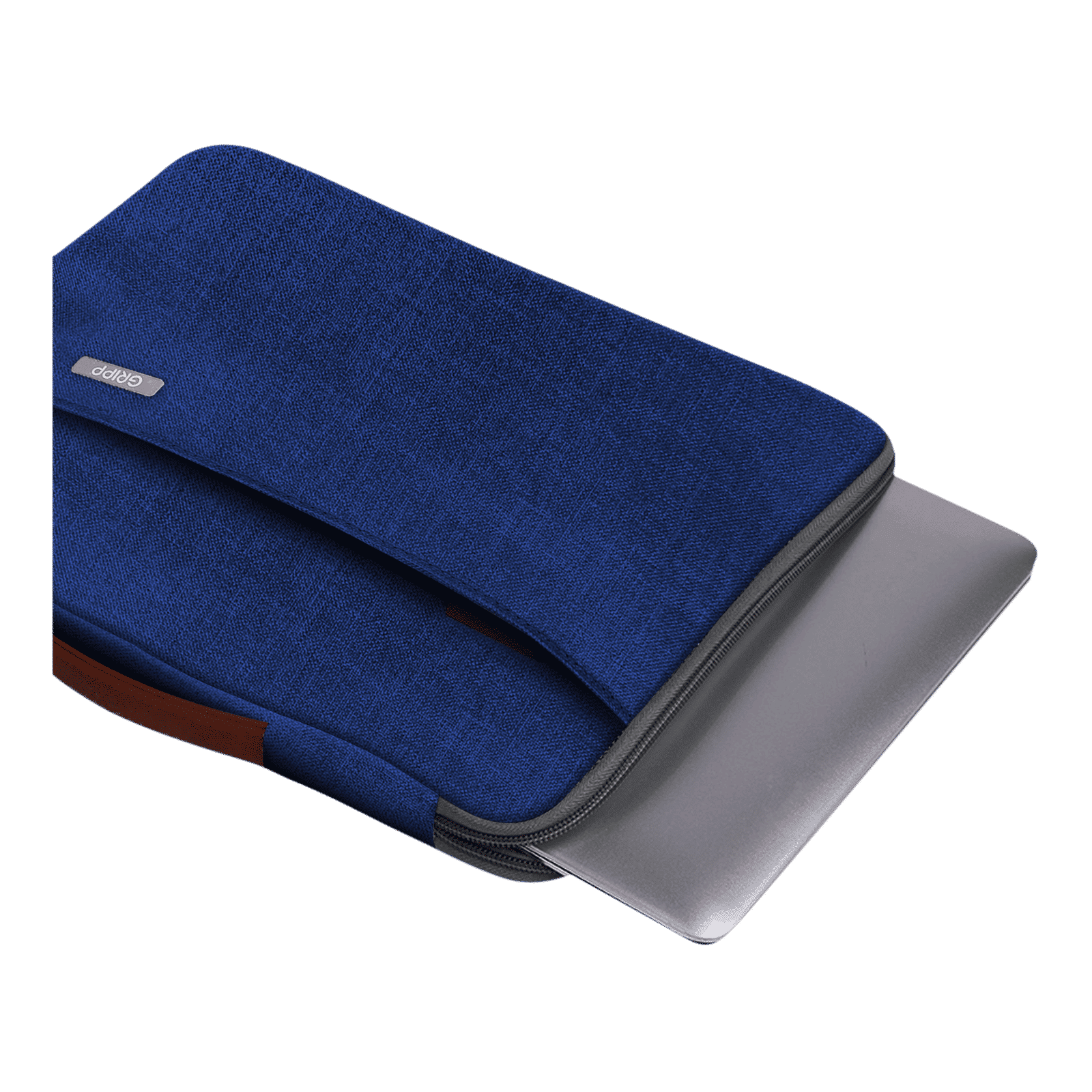 GRIPP Grace Polyester, Polyurethane Leather Laptop Sleeve for 13 & 13.3 Inch Laptop (Water Resistant, Blue/Camel)_3