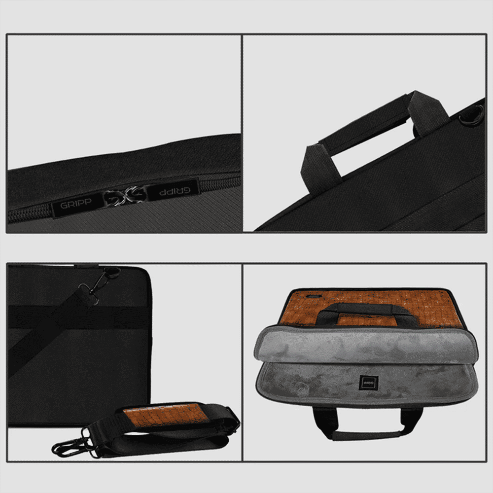 GRIPP Croc Compact Fleet Nylon Laptop Sling Bag for 13.3 & 14 Inch Laptop (Water Repellent, Black)_3