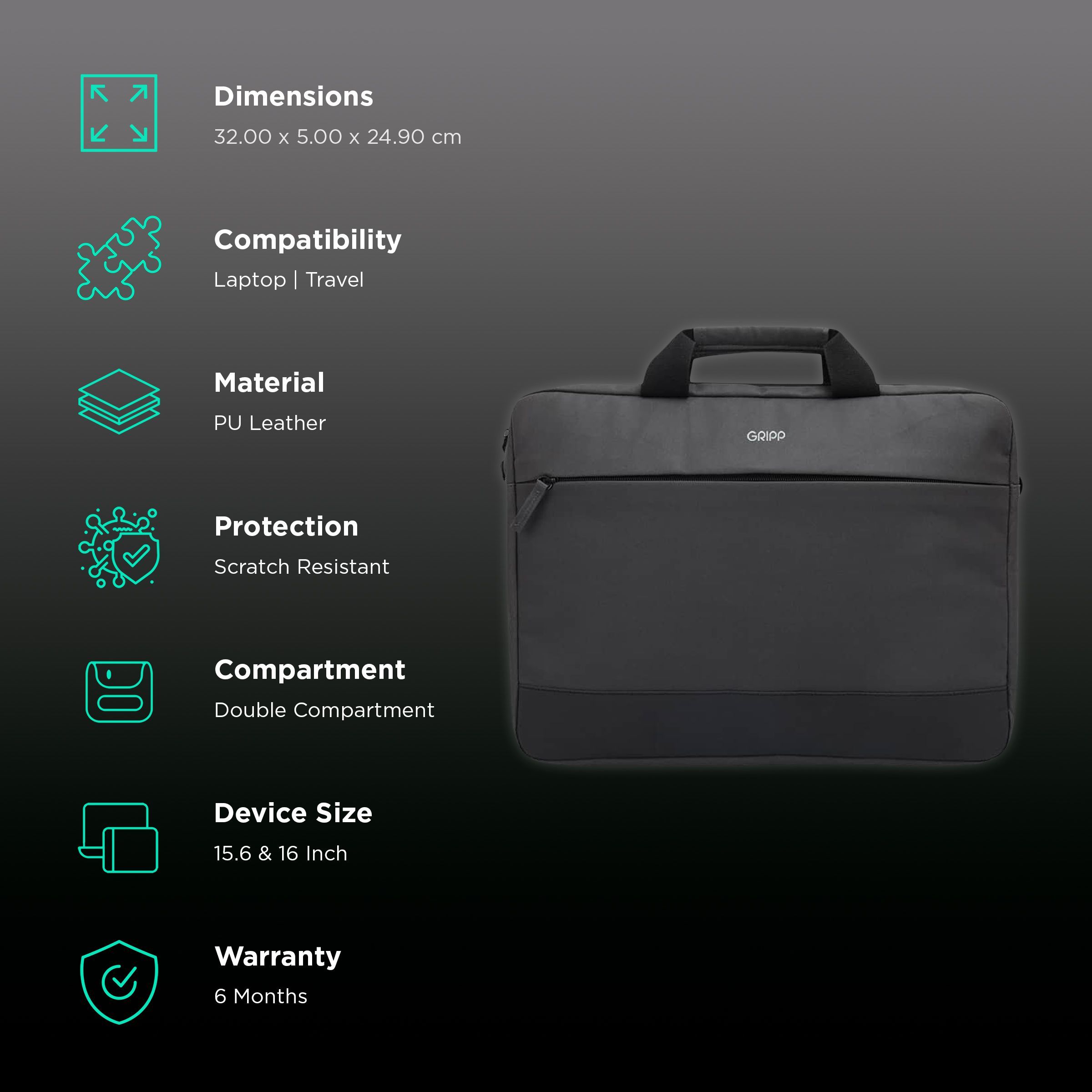 GRIPP Urban Edge PU Leather Laptop Sling Bag for 15.6 & 16 Inch Laptop (Luggage Handle Strap, Camel)_3