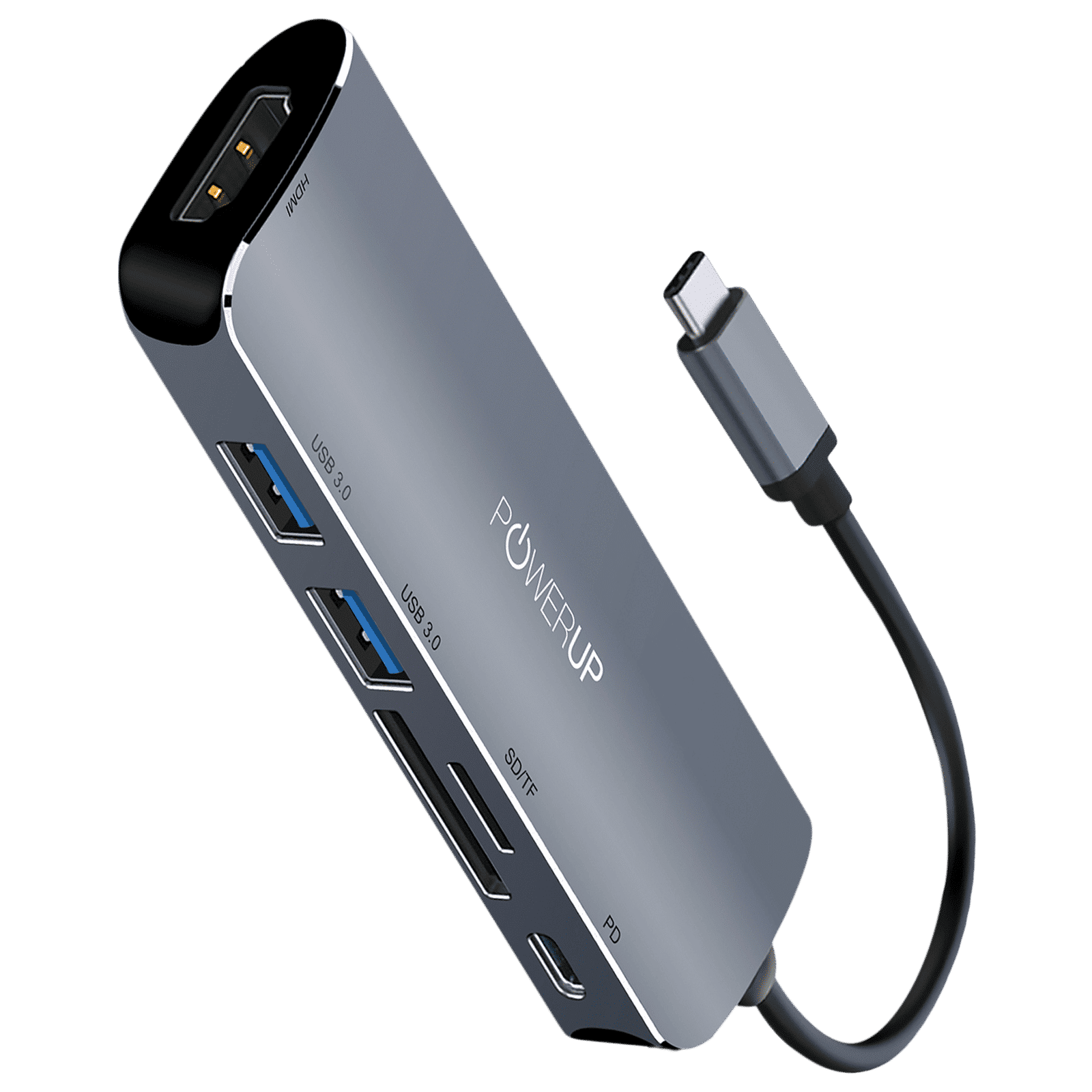 POWERUP Elite NEO 6-in-1 USB 3.0 Type C to USB 3.0 Type A, HDMI Type A, SD Card Slot, TF Card, USB 3.0 Type C Multi-Port Hub (40 Gbps Hi-Speed Data Transfer, Gun Metal)_3