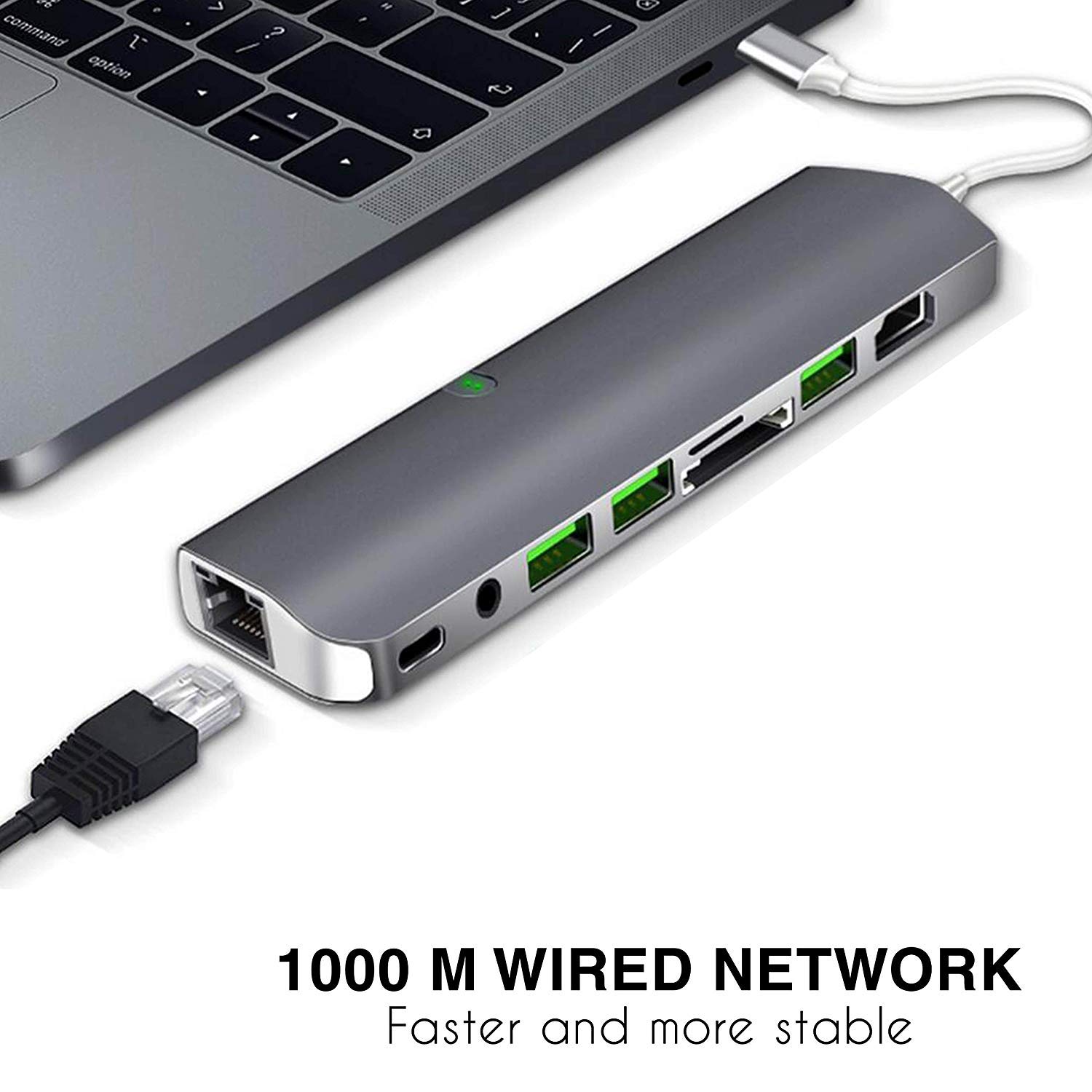 POWERUP 9-in-1 USB Type C to USB 2.0 Type A, USB Type C, 3.5mm Stereo, USB 3.0 Type A, SD Card Slot, TF Card, HDMI, LAN Port Multi-Port Adapter (Built-in Multi Protection, Space Grey)_7