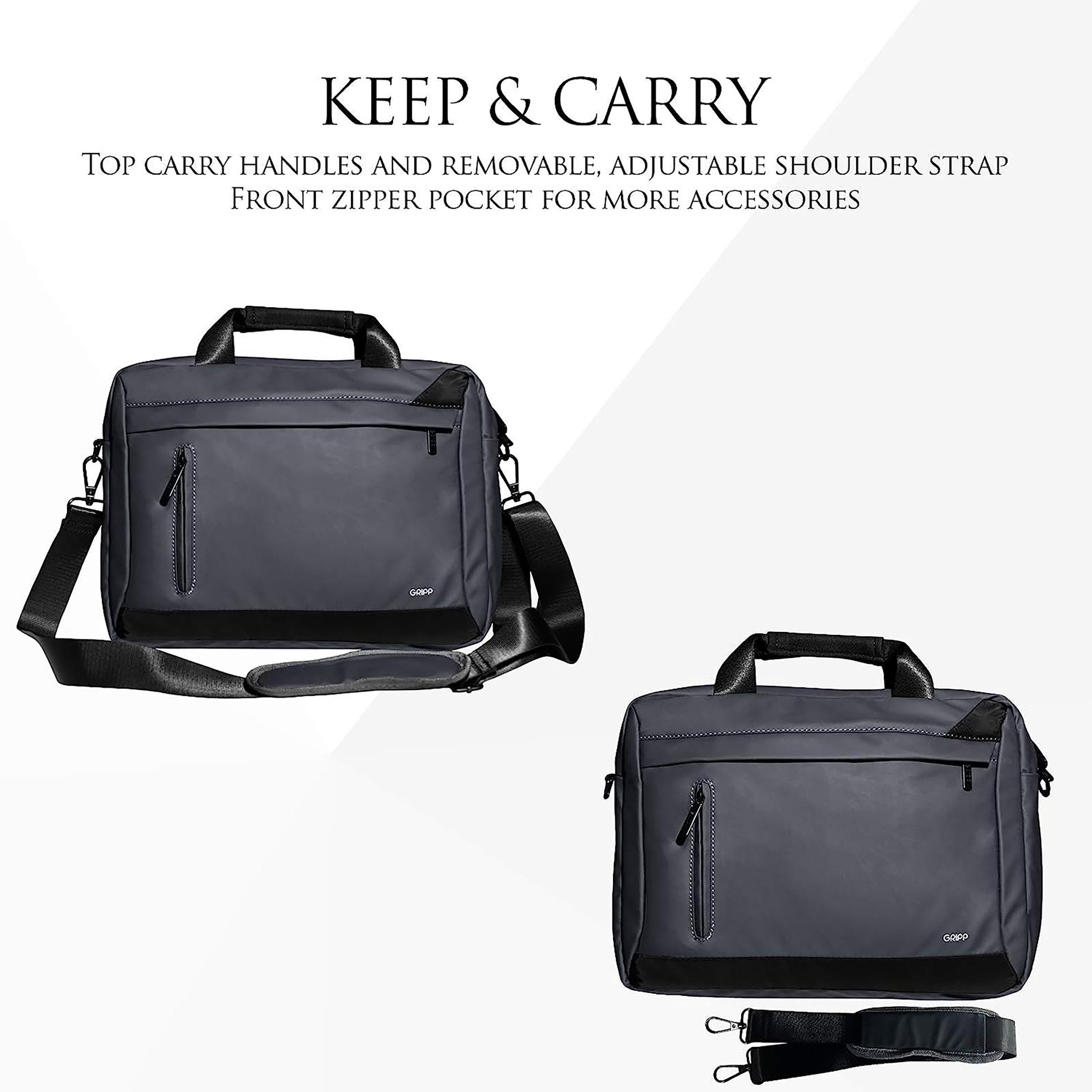 GRIPP Ribana Nylon Laptop Sling Bag for 13.3 & 14 Inch Laptop (3 Layers Protection, Grey)_8