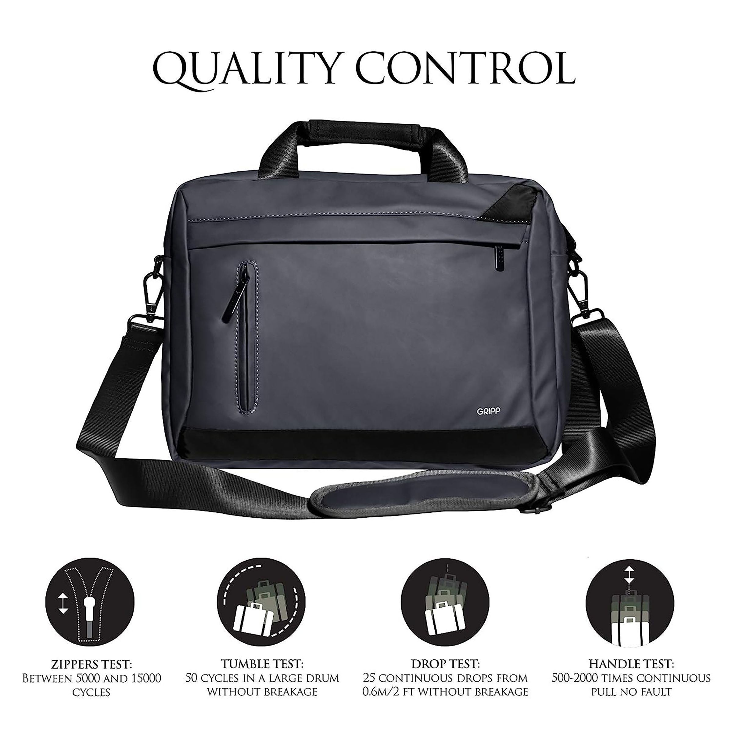 GRIPP Ribana Nylon Laptop Sling Bag for 13.3 & 14 Inch Laptop (3 Layers Protection, Grey)_11