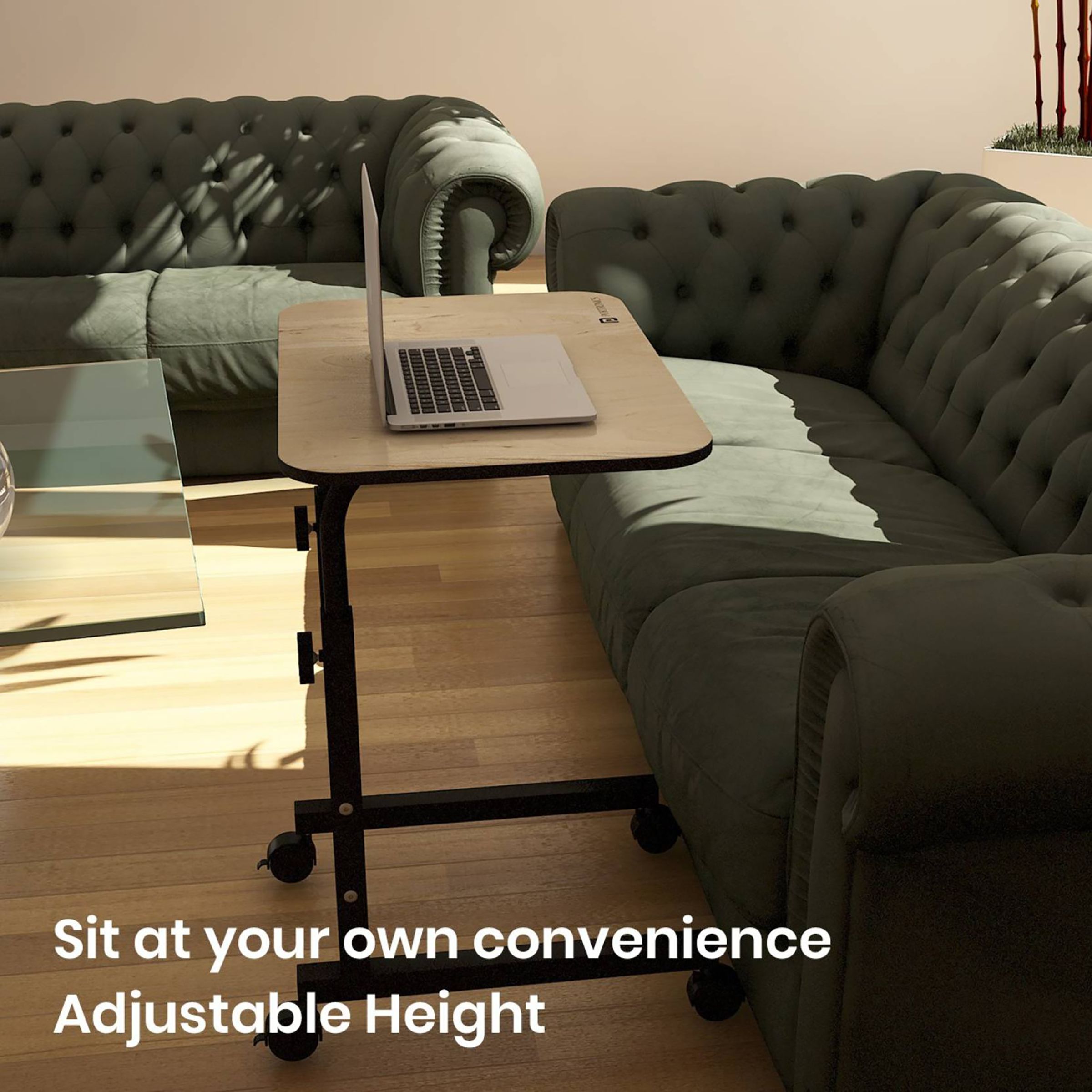 PORTRONICS My Buddy D Laptop Stand For Laptop (Includes A 4-Wheel Caster, POR 1376, Brown/Black)_3