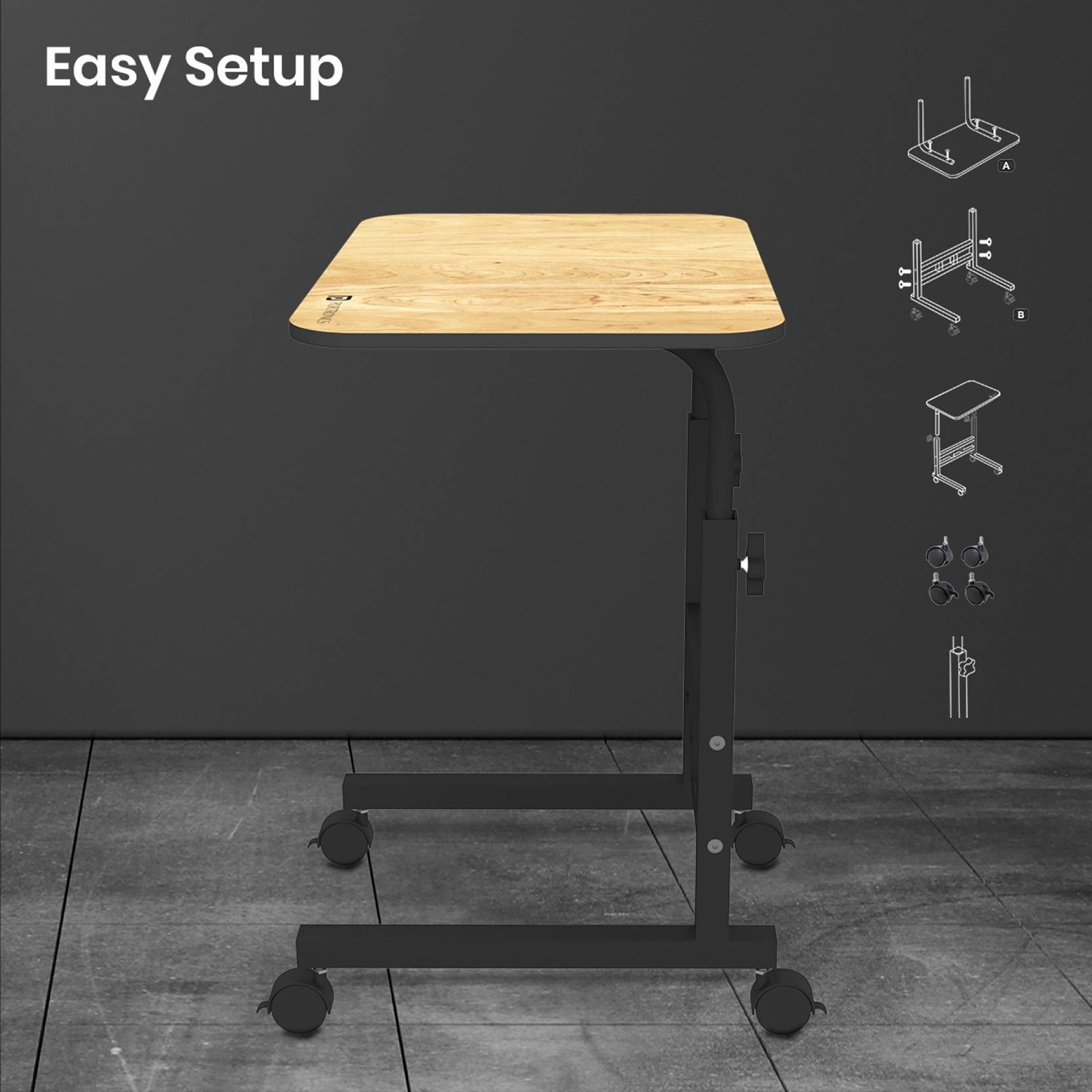 PORTRONICS My Buddy D Laptop Stand For Laptop (Includes A 4-Wheel Caster, POR 1376, Brown/Black)_5