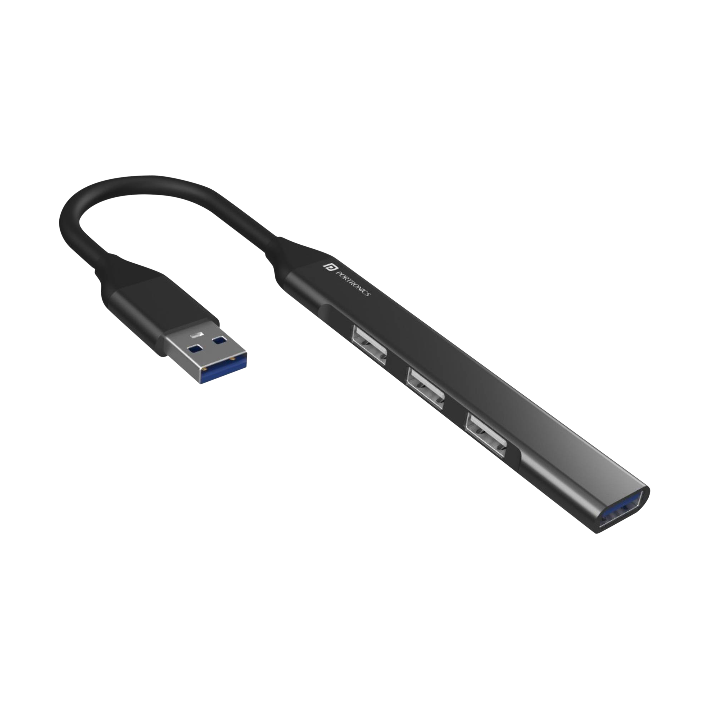 PORTRONICS Mport 31 4-in-1 USB Type A to USB 3.0 Type A, USB 2.0 Type A USB Hub (Up to 5 Gbps Data Transfer, Grey) PORTRONICS Mport 31 4-in-1 USB Type A to USB 3.0 Type A, USB 2.0 Type A USB Hub (Up to 5 Gbps Data Transfer, Grey)_1