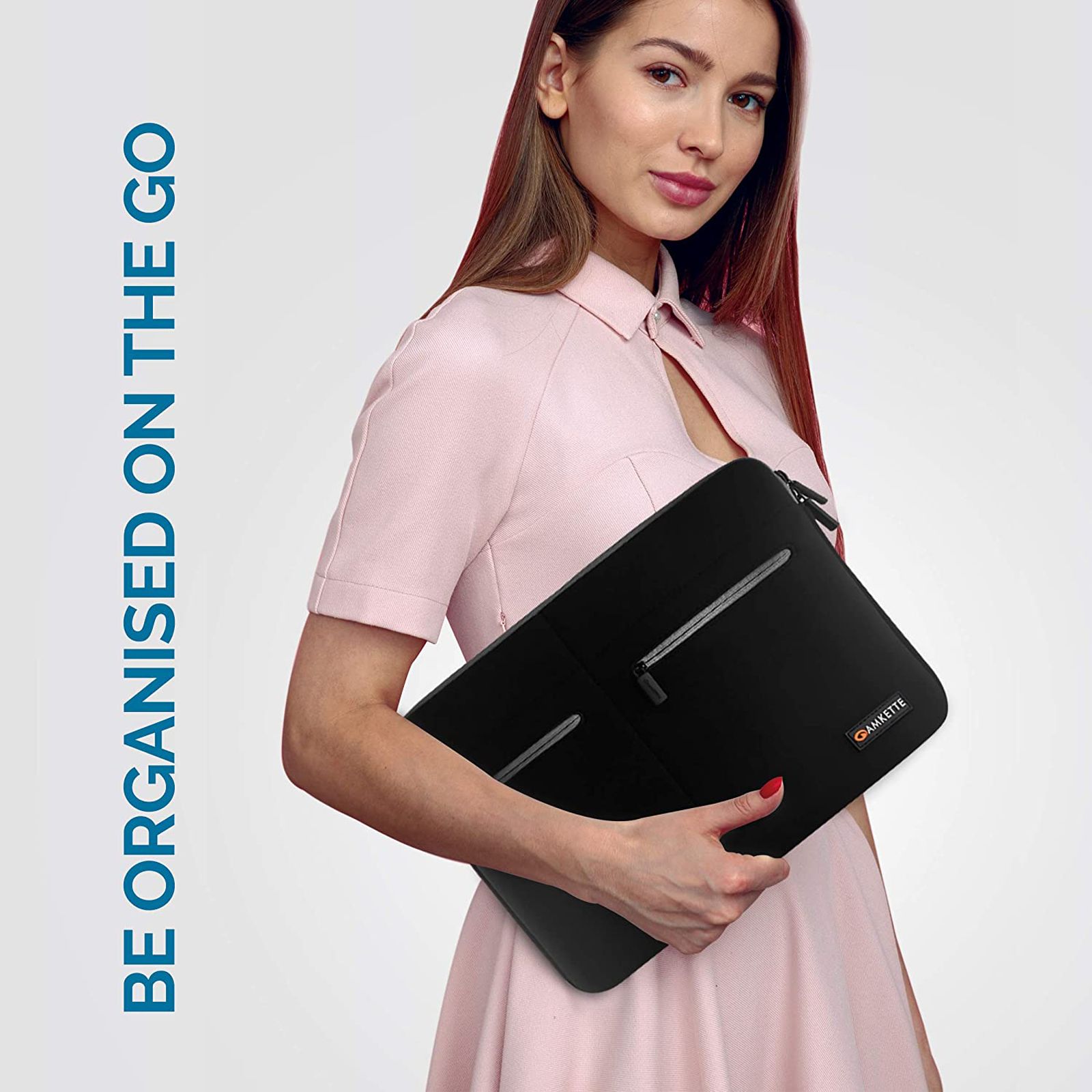 AMKETTE Neo Case MP 450 Neoprene Laptop Sleeve for 14 Inch Laptop (Water Resistant, Black/Grey)_4