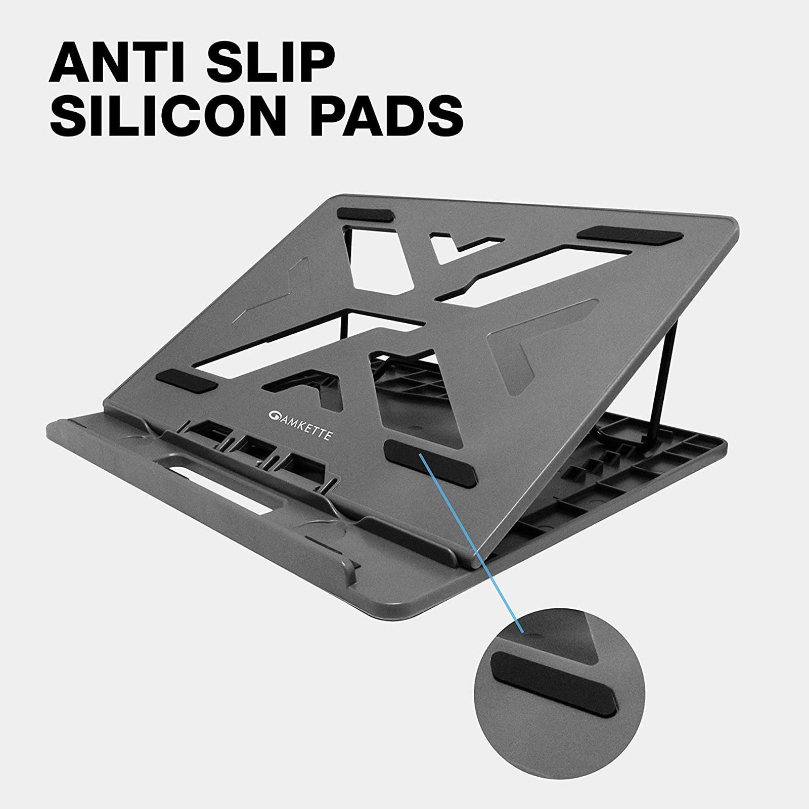 AMKETTE Ergo Laptop Stand for laptops up to 15.6 inches (7 Adjustment Levels, 650GR, Grey)_2
