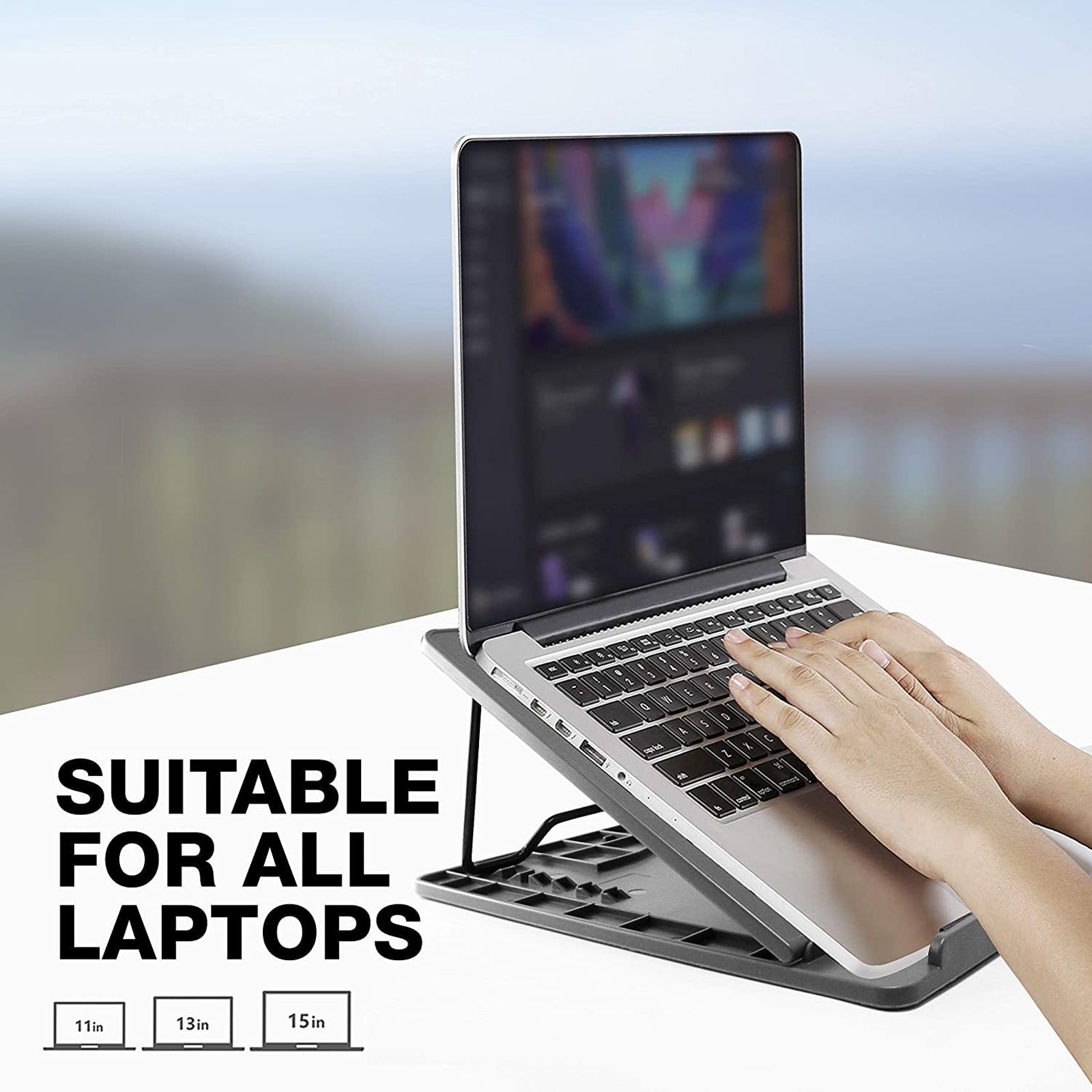AMKETTE Ergo Laptop Stand for laptops up to 15.6 inches (7 Adjustment Levels, 650GR, Grey)_5
