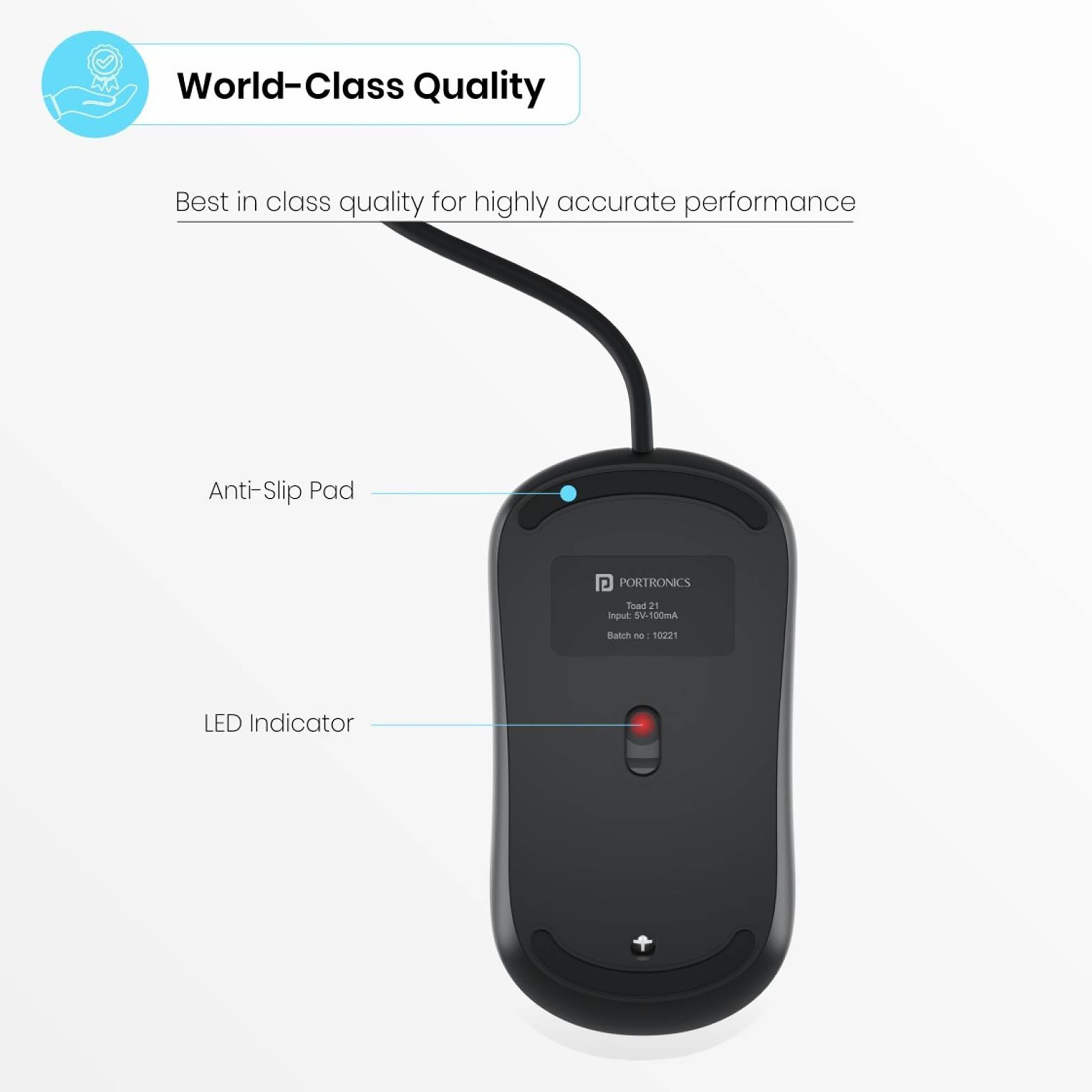 Portronics Toad 21 Wired USB Optical Mouse (Compatible With Any Operating System, POR 1479, Black) Portronics Toad 21 Wired USB Optical Mouse (Compatible With Any Operating System, POR 1479, Black)_7