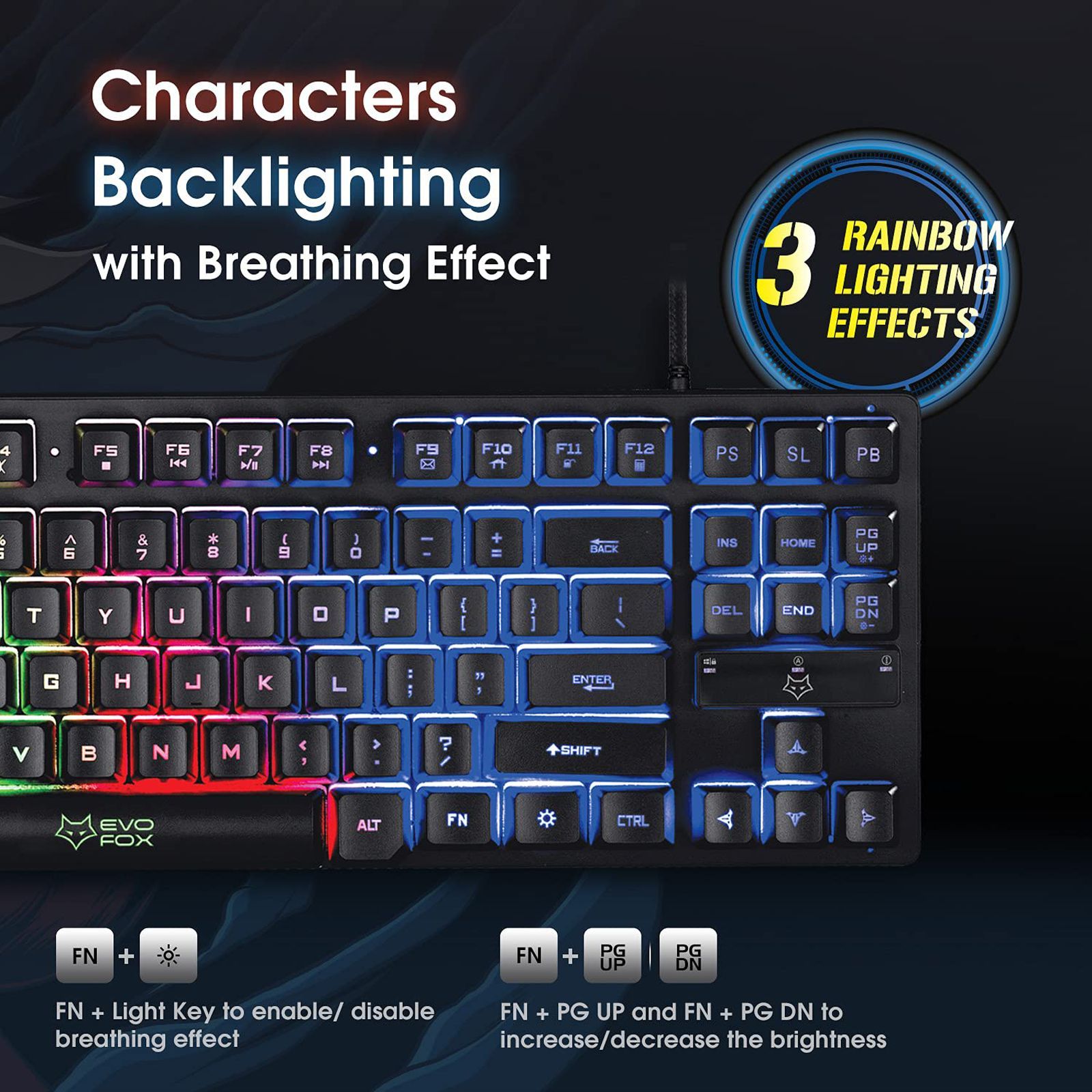 AMKETTE EvoFox Fireblade TKL Wired Gaming Keyboard with Backlit Keys (Spill Resistant, Black)_11