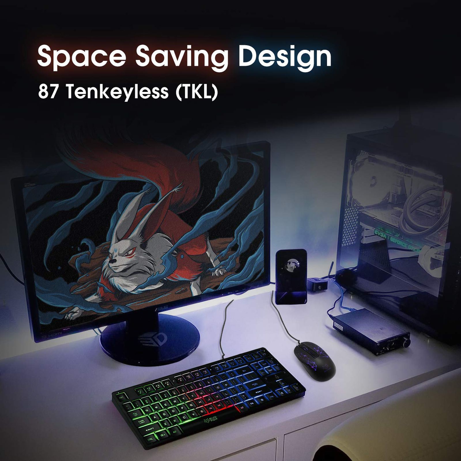 AMKETTE EvoFox Fireblade TKL Wired Gaming Keyboard with Backlit Keys (Spill Resistant, Black)_12