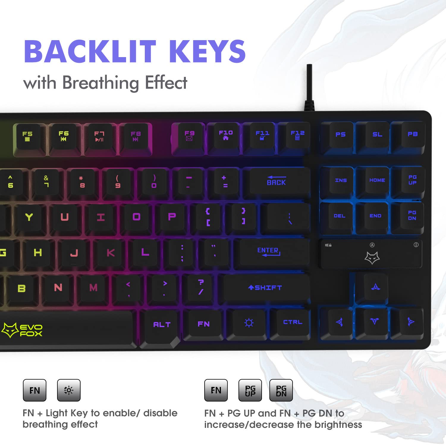 AMKETTE EvoFox Fireblade TKL Wired Gaming Keyboard with Backlit Keys (Spill Resistant, Black)_6