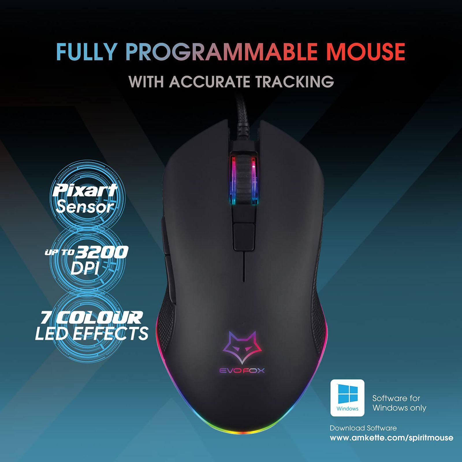 AMKETTE EvoFox X-Team Wired Gaming Keyboard & Mouse Combo (87 Keys, 3200 DPI, Anti Ghosting Keys, Black)_7