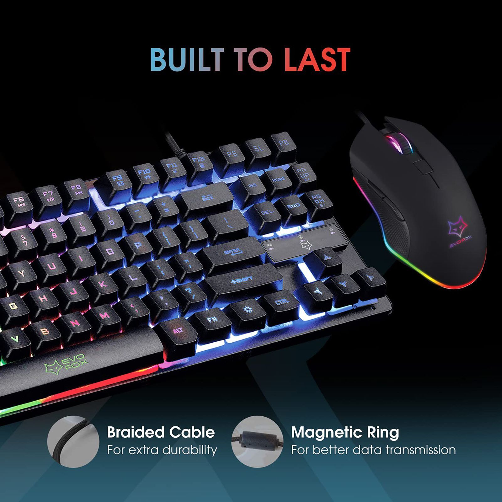 AMKETTE EvoFox X-Team Wired Gaming Keyboard & Mouse Combo (87 Keys, 3200 DPI, Anti Ghosting Keys, Black)_3