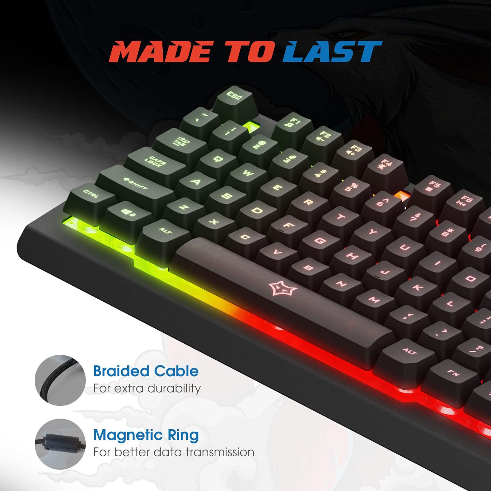 AMKETTE EvoFox Warhammer Wired Gaming Keyboard with Backlit Keys (19 Anti Ghosting Keys, Black)_6