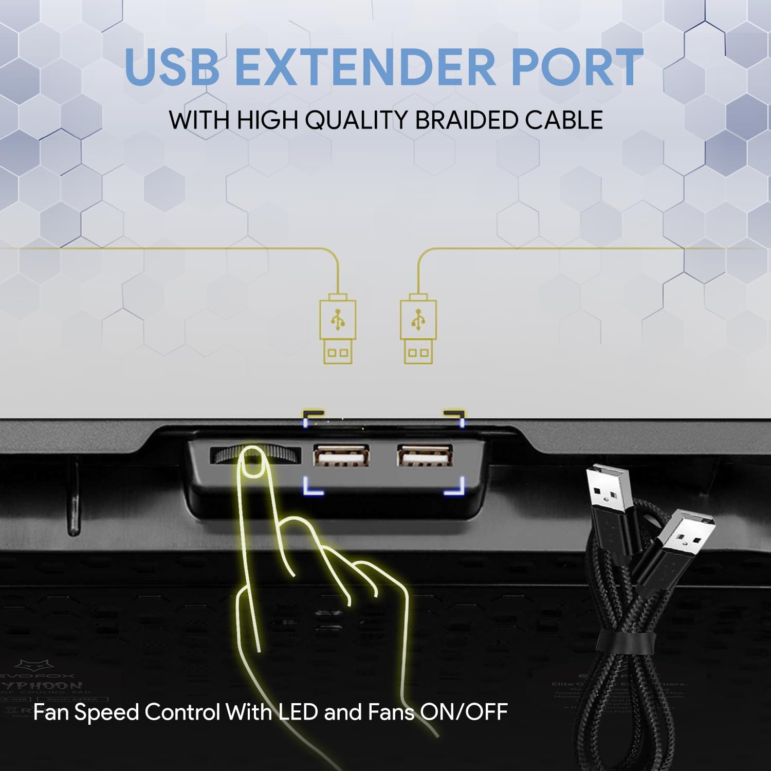 AMKETTE EvoFox Typhoon Stand with Cooling Fan for Laptops upto 17.3 inch (Silent Cooling System, 649BK, Black)_2