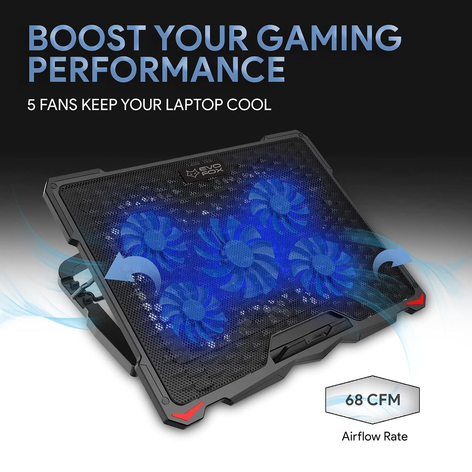 AMKETTE EvoFox Typhoon Stand with Cooling Fan for Laptops upto 17.3 inch (Silent Cooling System, 649BK, Black)_11