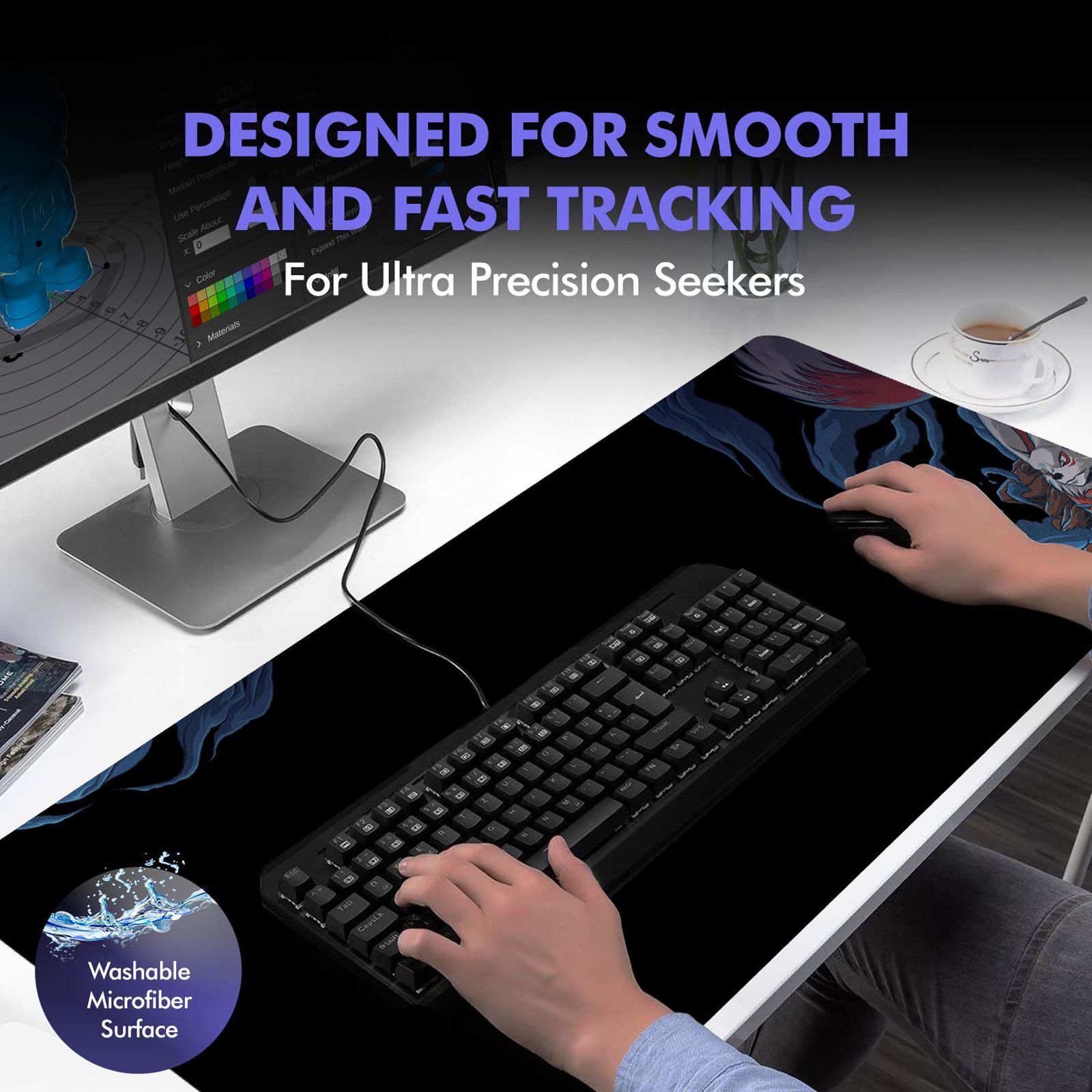 AMKETTE Falcon X85 Gaming Mouse Pad (Desk Pad, 597BK, Black)_4