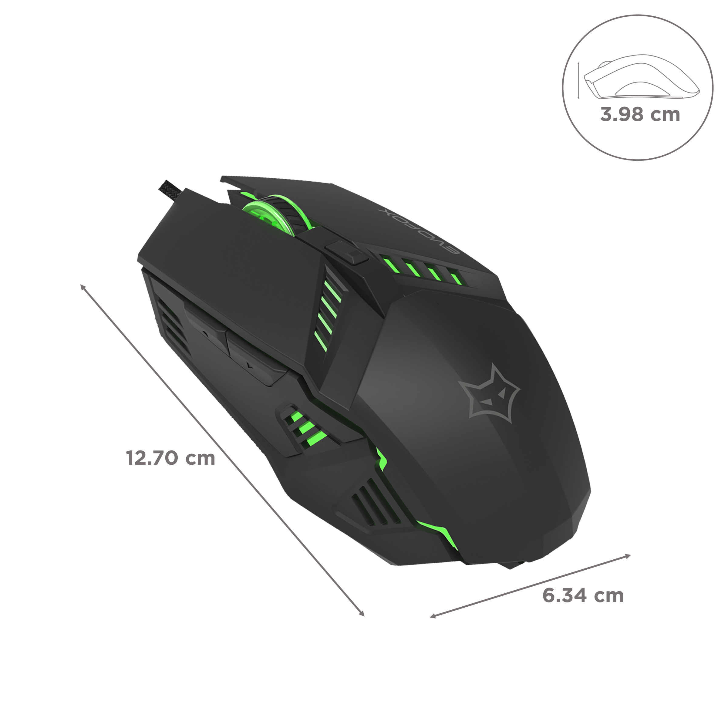 AMKETTE EvoFox Shadow Wired Optical Gaming Mouse (3600 DPI Adjustable, Razor-Sharp Edgy Design, Black)_3