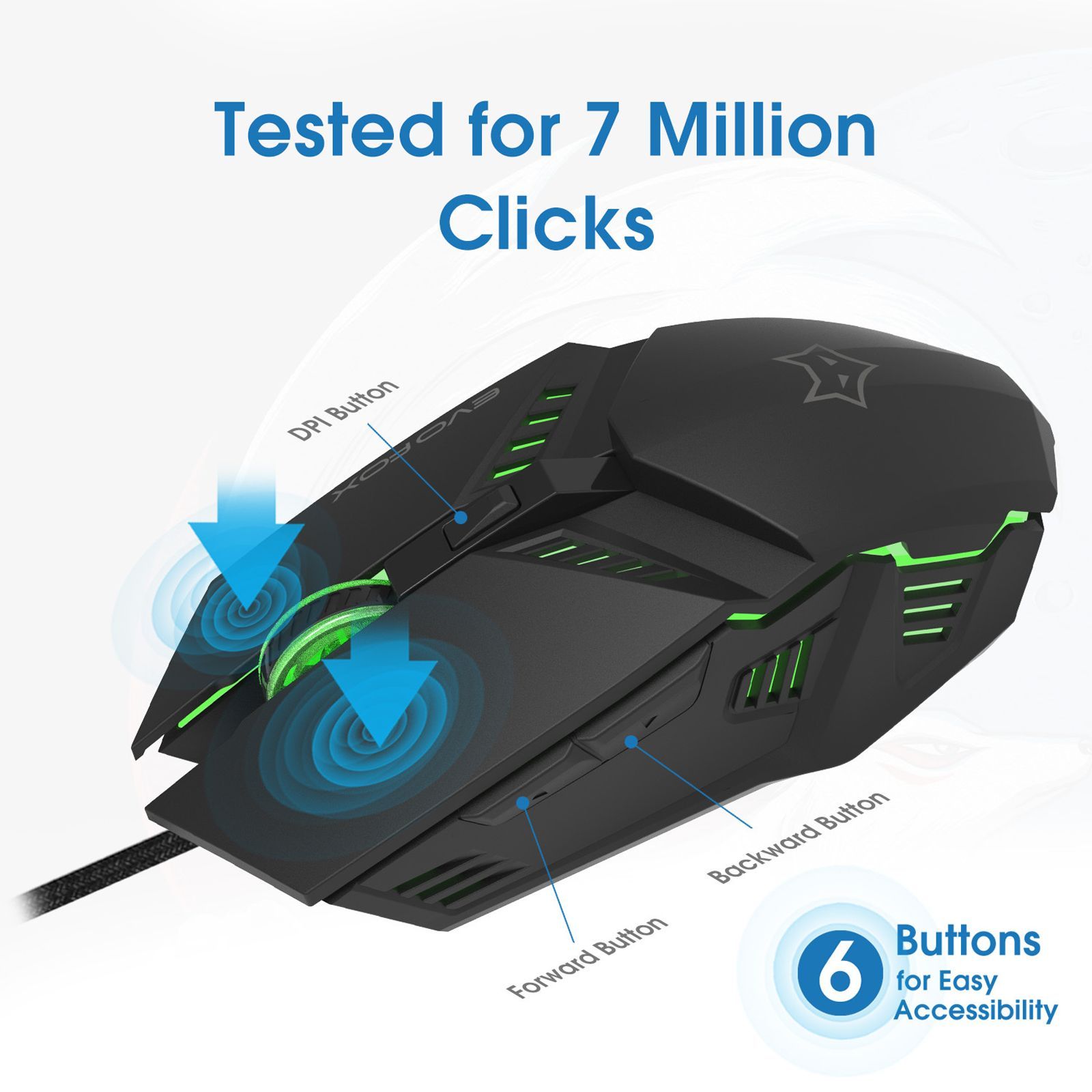 AMKETTE EvoFox Shadow Wired Optical Gaming Mouse (3600 DPI Adjustable, Razor-Sharp Edgy Design, Black)_4