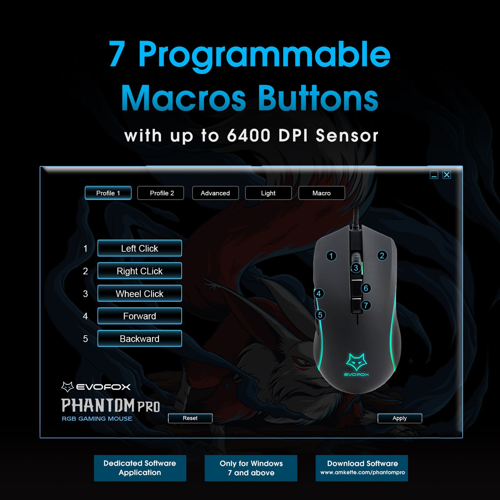 AMKETTE EvoFox Phantom Pro Wired Optical Gaming Mouse (6400 DPI, Ergonomic Design, Black)_4