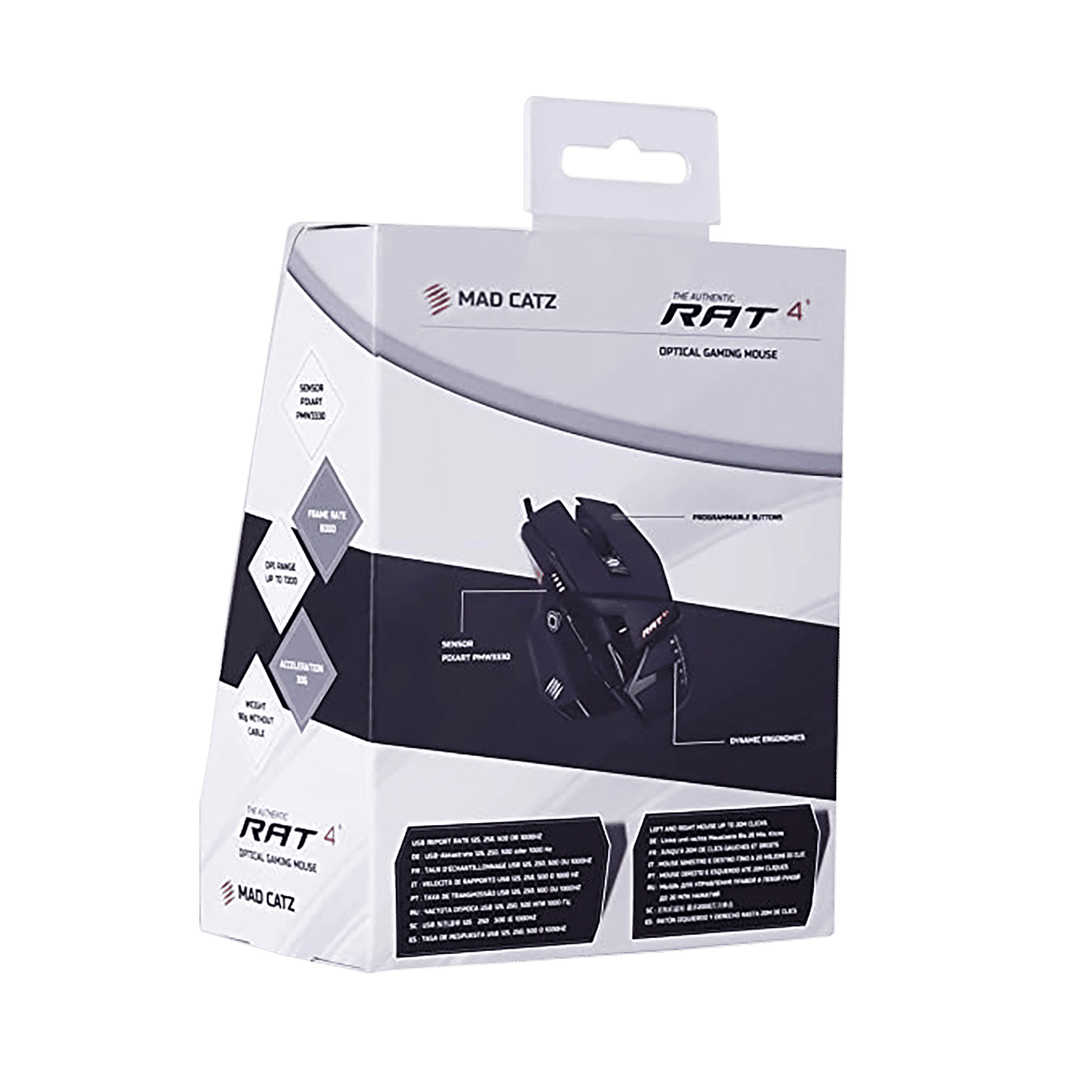 MAD CATZ R.A.T. 4+ Wired Optical Gaming Mouse (7200 DPI Adjustable, Adjustable Palm Rest, Black/White)_7