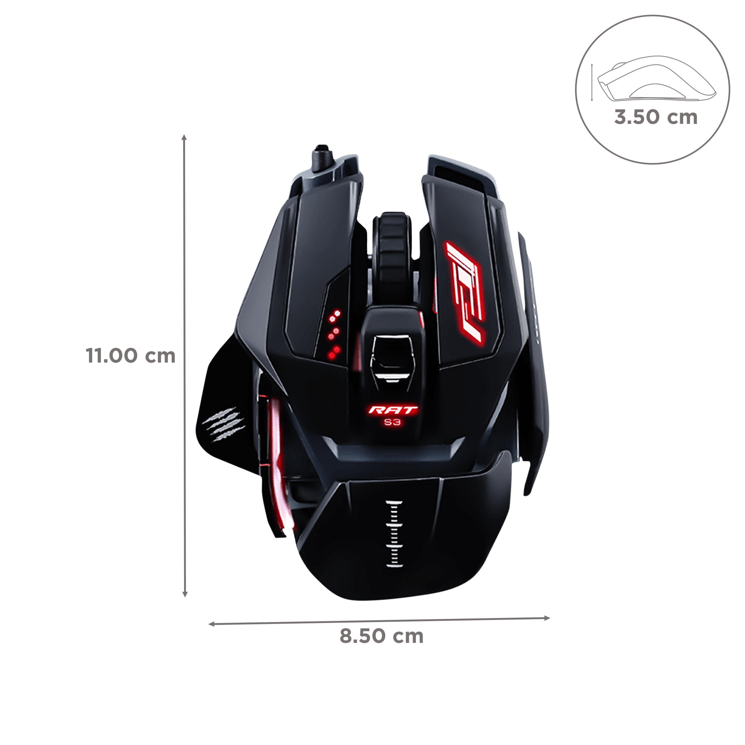 MAD CATZ R.A.T. PRO S3 Wired Optical Gaming Mouse with Customizable Buttons (7200 DPI Adjustable, Ergonomic Design, Black)_3