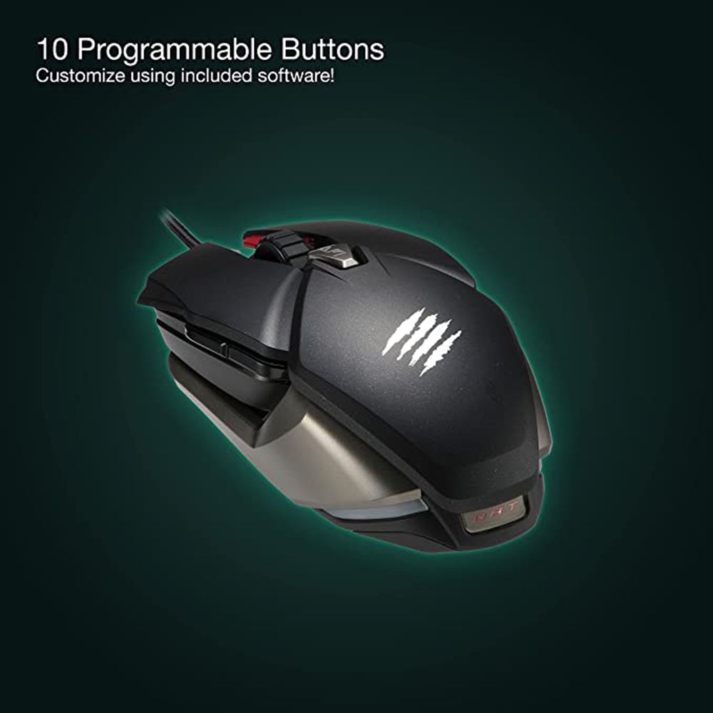 MAD CATZ B.A.T. 6+ Wired Optical Gaming Mouse with Customizable Buttons (16000 DPI Adjustable, Ambidextrous Design, Black)_7