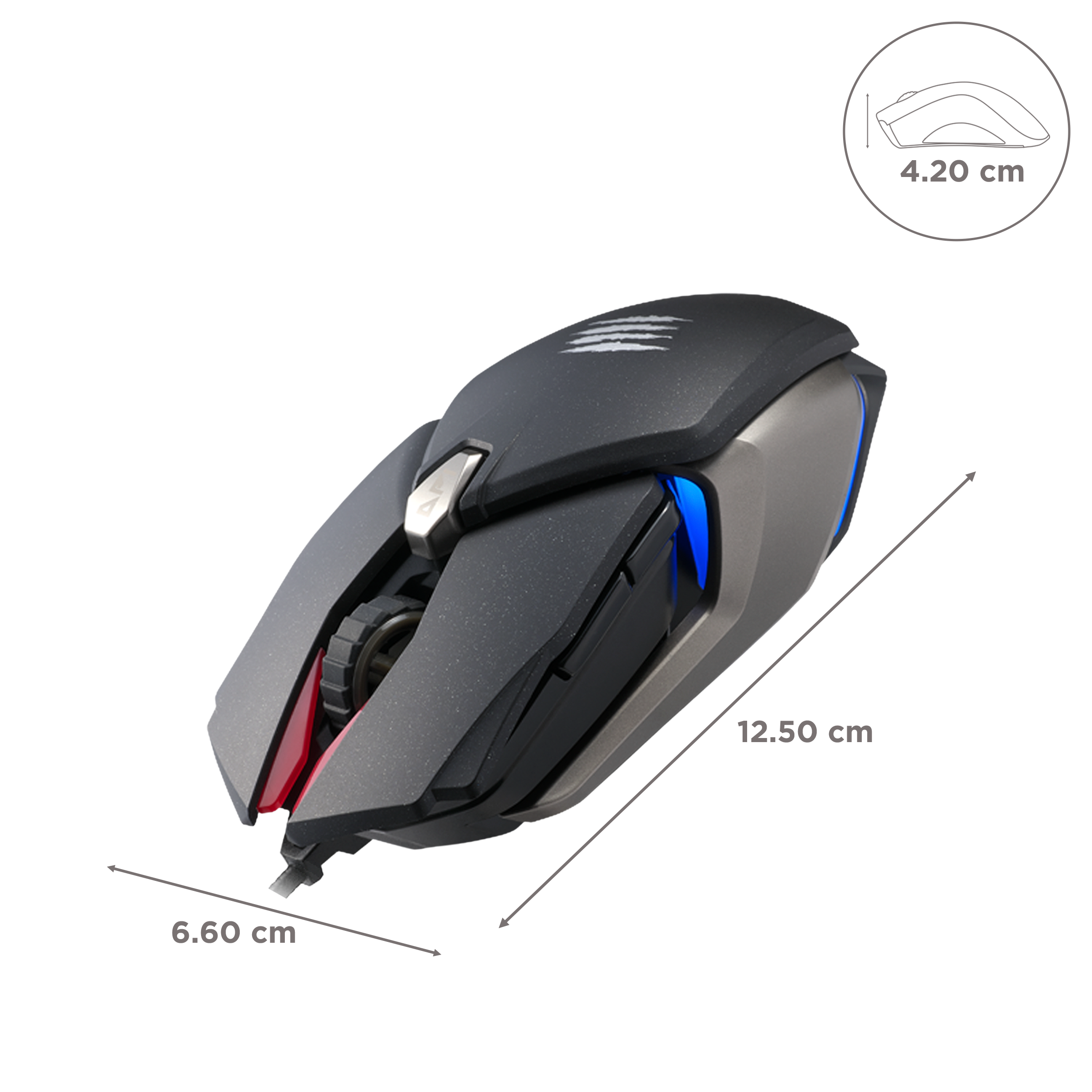 MAD CATZ B.A.T. 6+ Wired Optical Gaming Mouse with Customizable Buttons (16000 DPI Adjustable, Ambidextrous Design, Black)_3