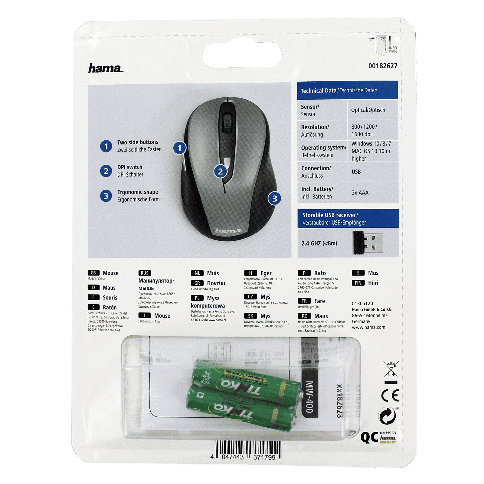 hama MW-400 Wireless Optical Gaming Mouse (1600 DPI, Ergonomic Design, Anthracite) hama MW-400 Wireless Optical Gaming Mouse (1600 DPI, Ergonomic Design, Anthracite)_6