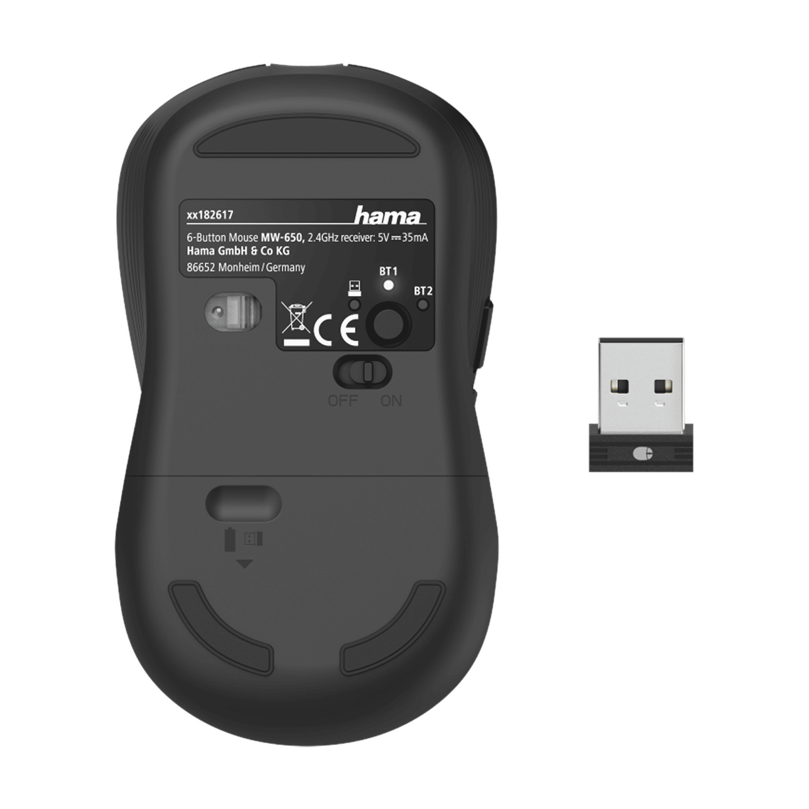 hama MW-650 Wireless Optical Mouse (2400 DPI, Ergonomic Design, Black)_13