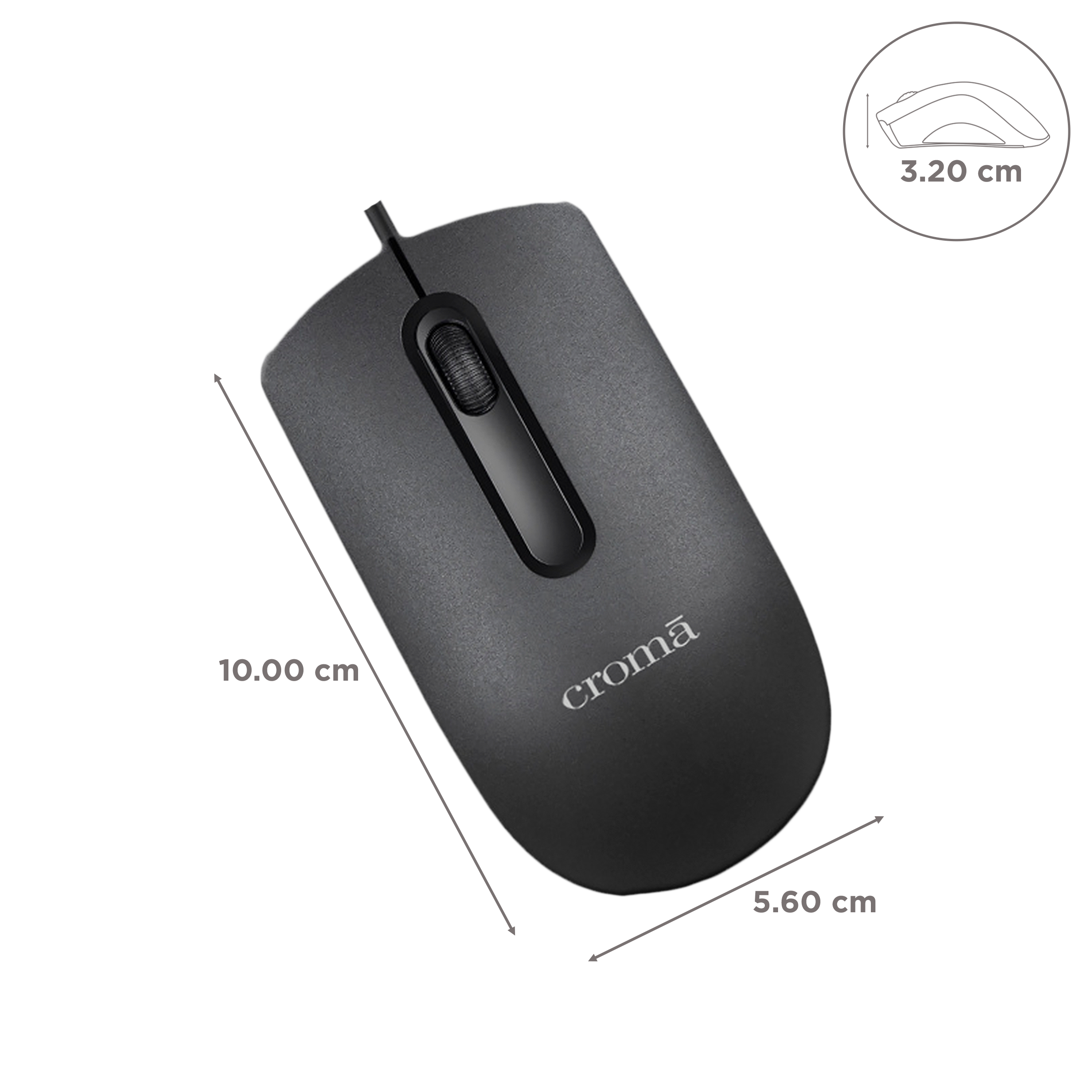 Croma Wired Optical Mouse (1200 DPI, Plug & Play, Black) Croma Wired Optical Mouse (1200 DPI, Plug & Play, Black)_3
