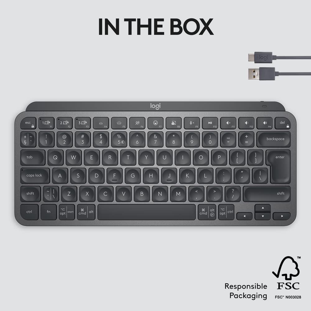 logitech MX Keys Mini Rechargeable Bluetooth Wireless Keyboard with Multi Device Connectivity (Hand Proximity Sensors, Graphite)_10