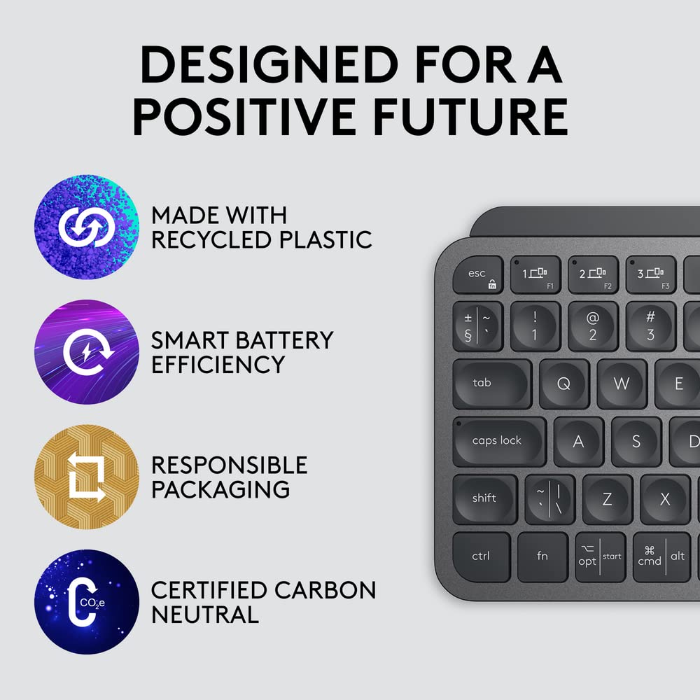 logitech MX Keys Mini Rechargeable Bluetooth Wireless Keyboard with Multi Device Connectivity (Hand Proximity Sensors, Graphite)_13
