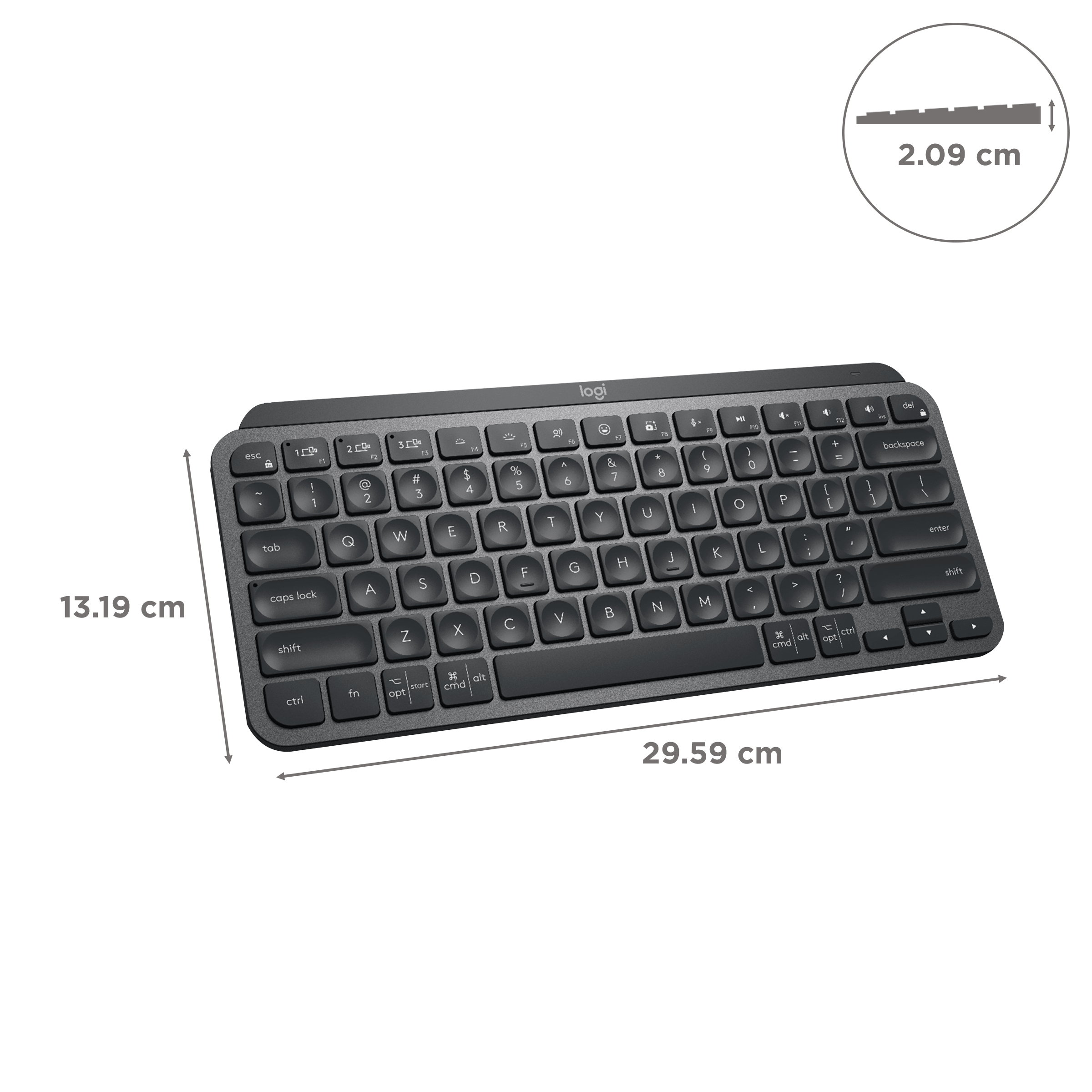 logitech MX Keys Mini Rechargeable Bluetooth Wireless Keyboard with Multi Device Connectivity (Hand Proximity Sensors, Graphite)_3