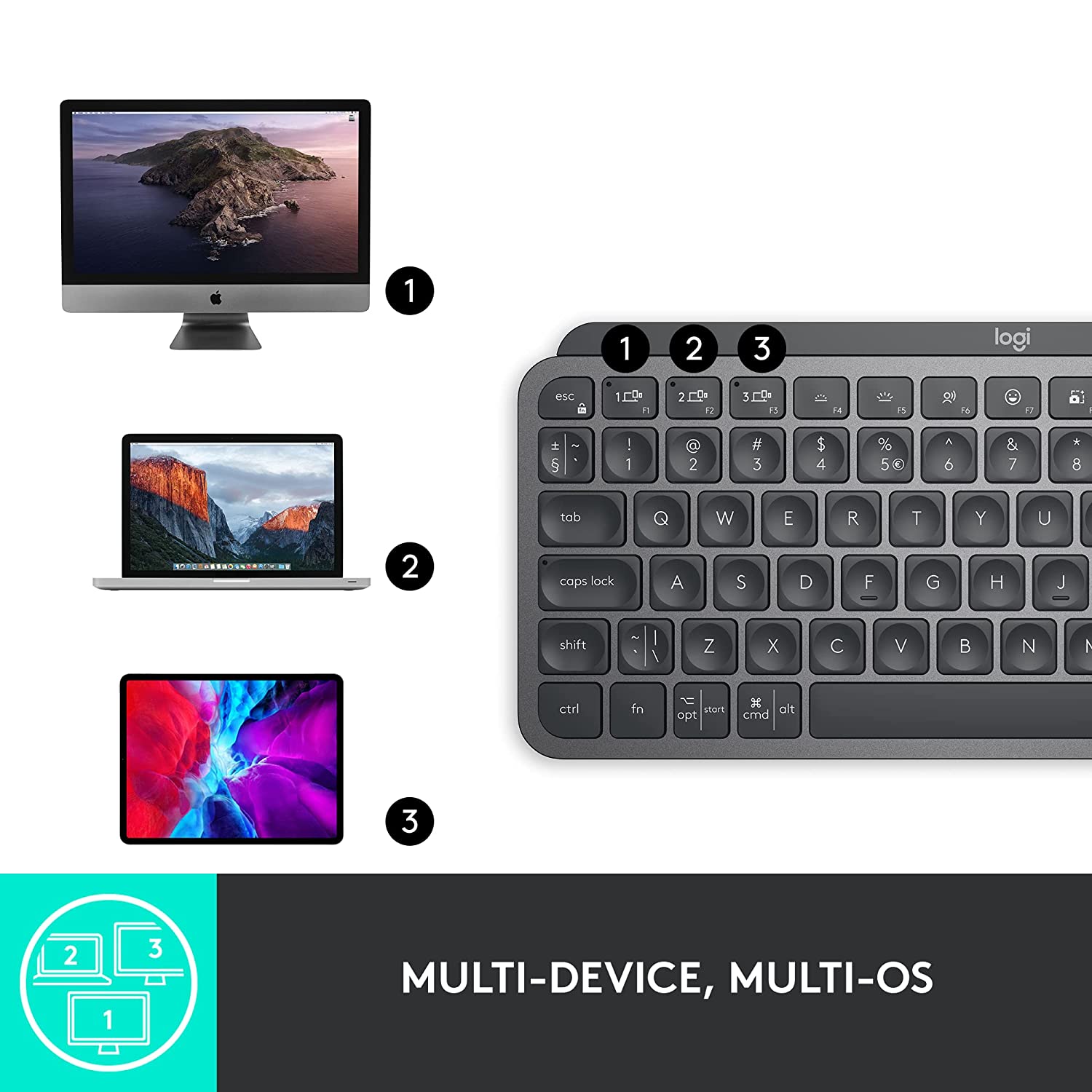 logitech MX Keys Mini Rechargeable Bluetooth Wireless Keyboard with Multi Device Connectivity (Hand Proximity Sensors, Graphite)_8