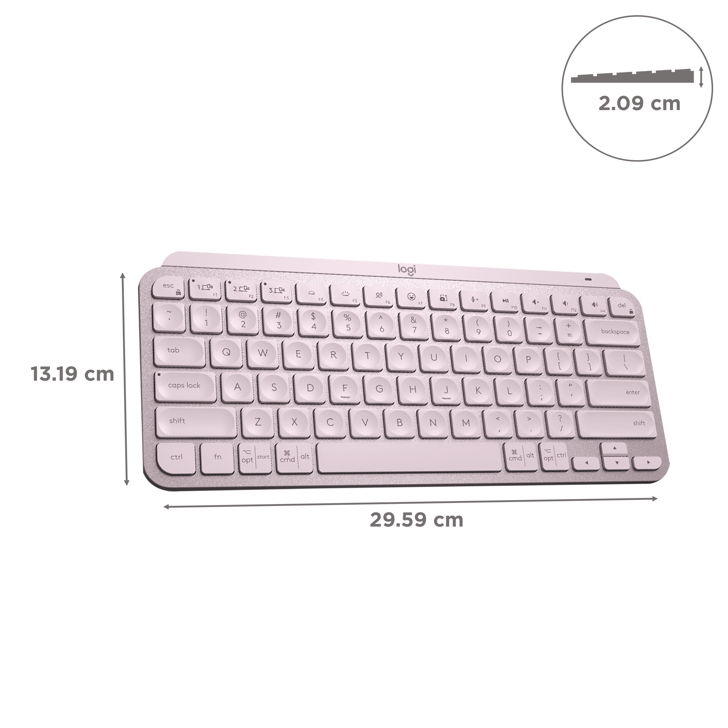 logitech MX Keys Mini Rechargeable Bluetooth Wireless Keyboard with Multi Device Connectivity (Ambient Light Sensors, Rose) logitech MX Keys Mini Rechargeable Bluetooth Wireless Keyboard with Multi Device Connectivity (Ambient Light Sensors, Rose)_3