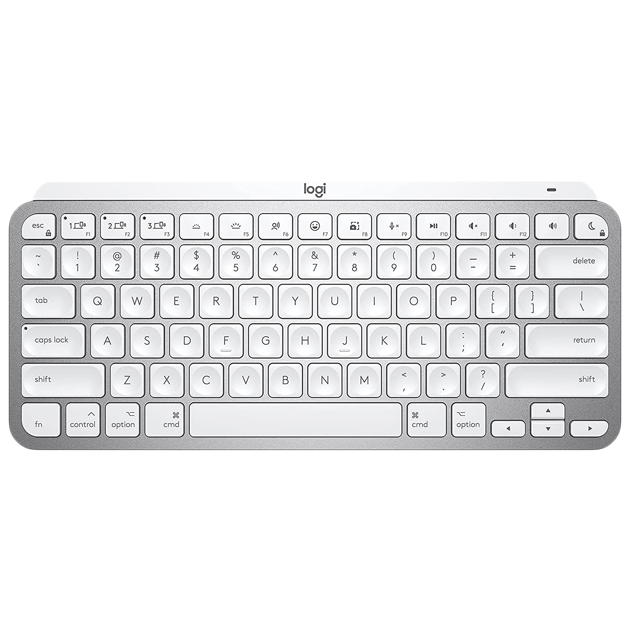 logitech MX Keys Mini Rechargeable Bluetooth Wireless Keyboard with Multi Device Connectivity (Ambient Light Sensors, Pale Grey)_1
