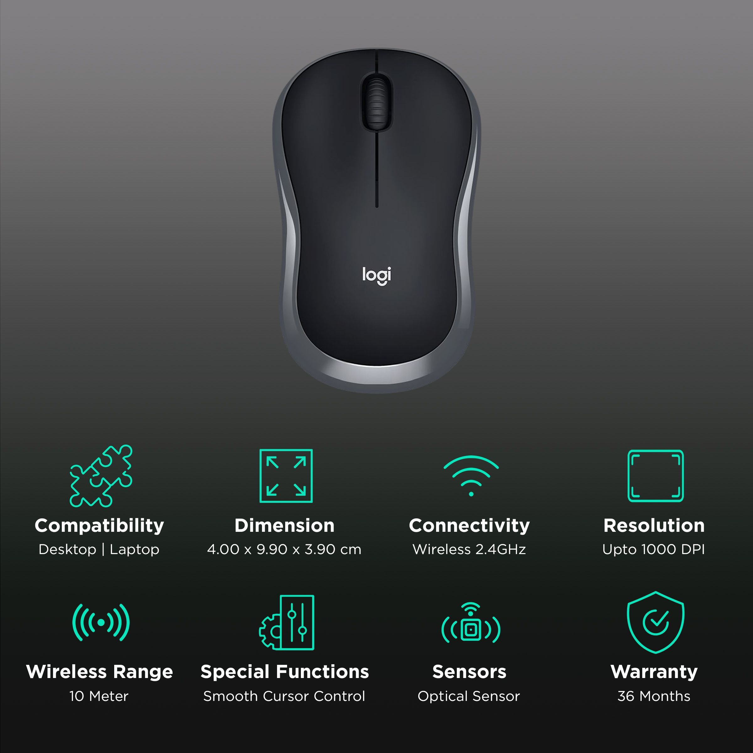 logitech M186 Wireless Optical Mouse (1000 DPI, Smooth Cursor Control, Black)_2