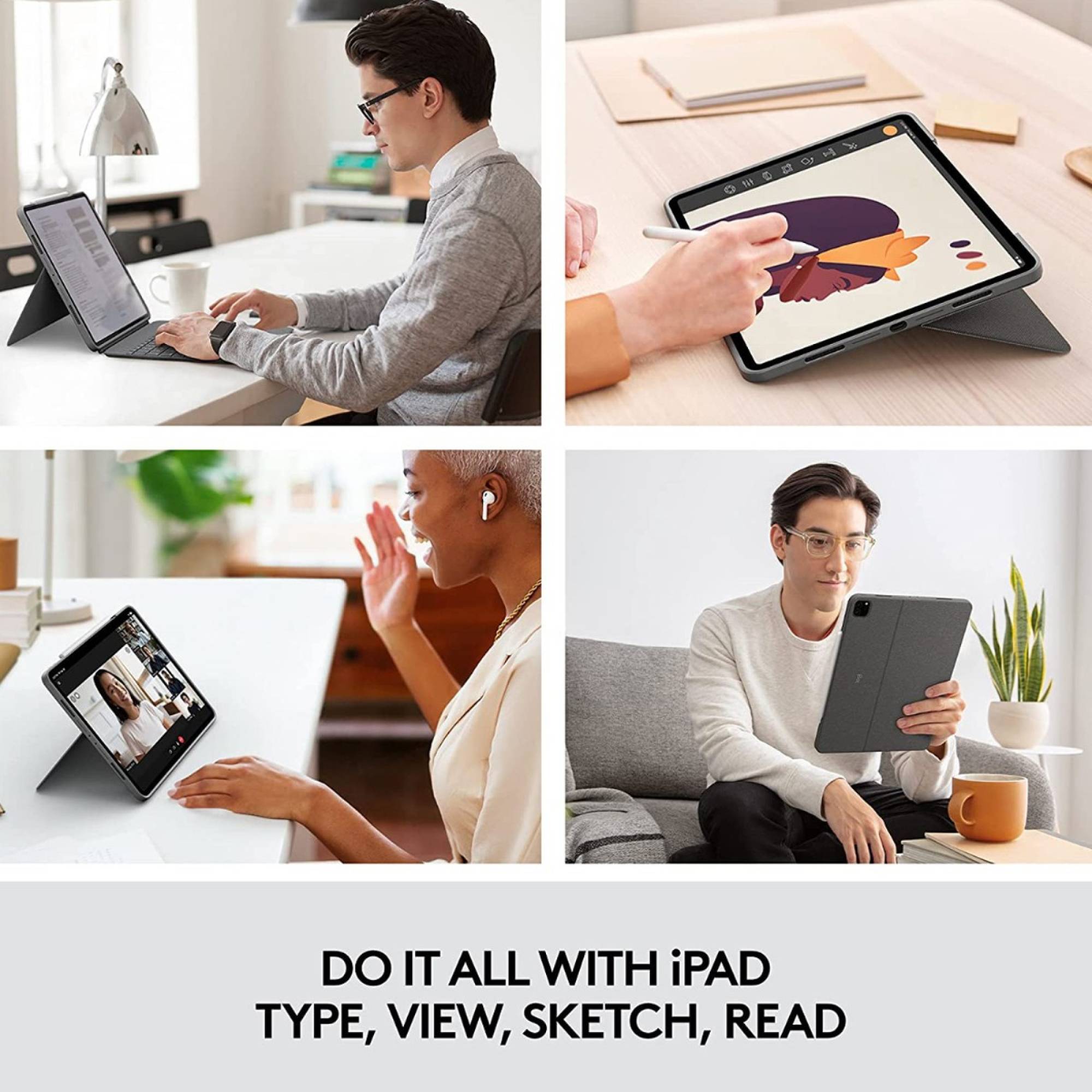 logitech Combo Touch Bluetooth Detachable Keyboard for Apple iPad Pro 12.9 Inch (5th & 6th Gen) with Touchpad (Adjustable Kickstand, Oxford Grey) logitech Combo Touch Bluetooth Detachable Keyboard for Apple iPad Pro 12.9 Inch (5th & 6th Gen) with Touchpad (Adjustable Kickstand, Oxford Grey)_8