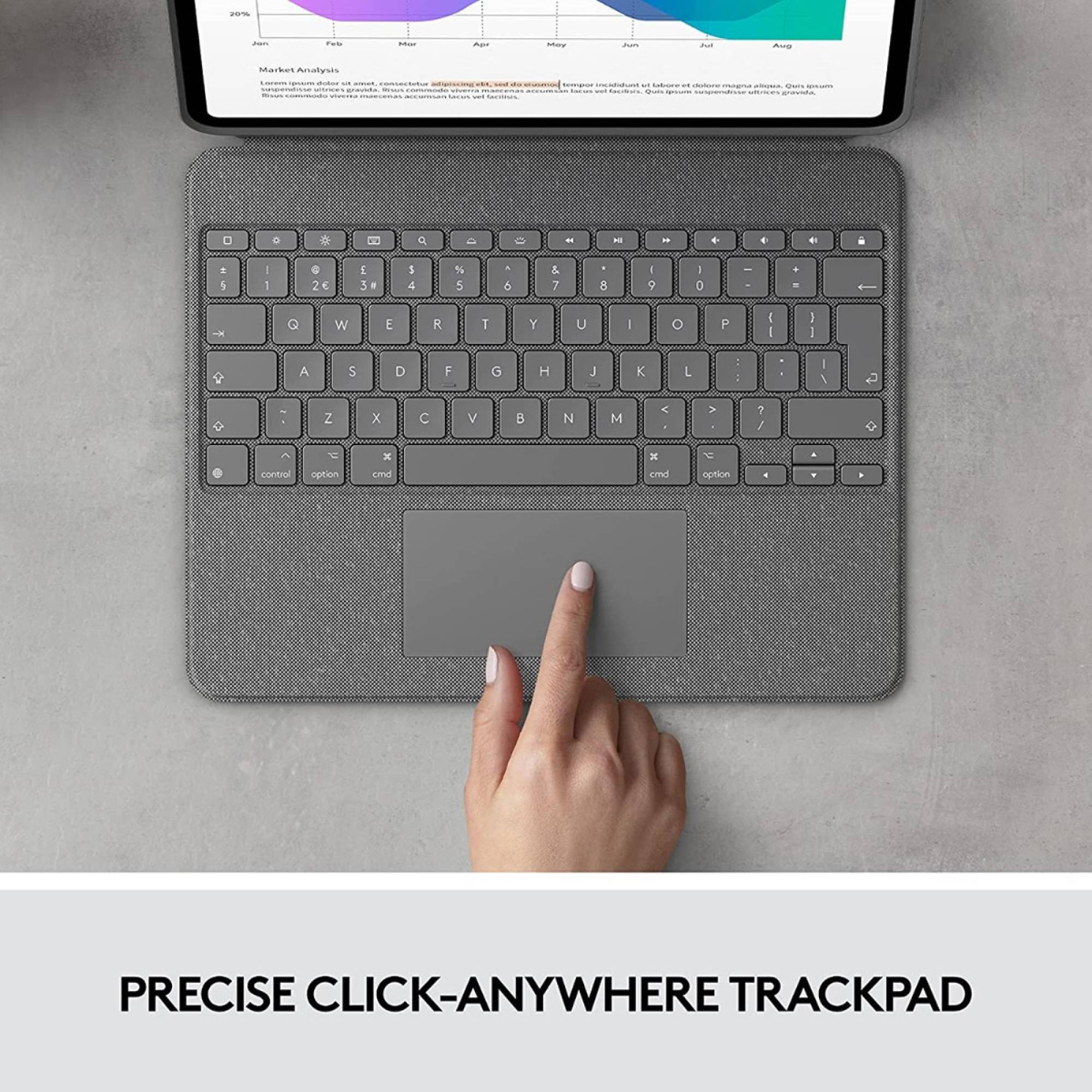 logitech Combo Touch Bluetooth Detachable Keyboard for Apple iPad Pro 12.9 Inch (5th & 6th Gen) with Touchpad (Adjustable Kickstand, Oxford Grey) logitech Combo Touch Bluetooth Detachable Keyboard for Apple iPad Pro 12.9 Inch (5th & 6th Gen) with Touchpad (Adjustable Kickstand, Oxford Grey)_6