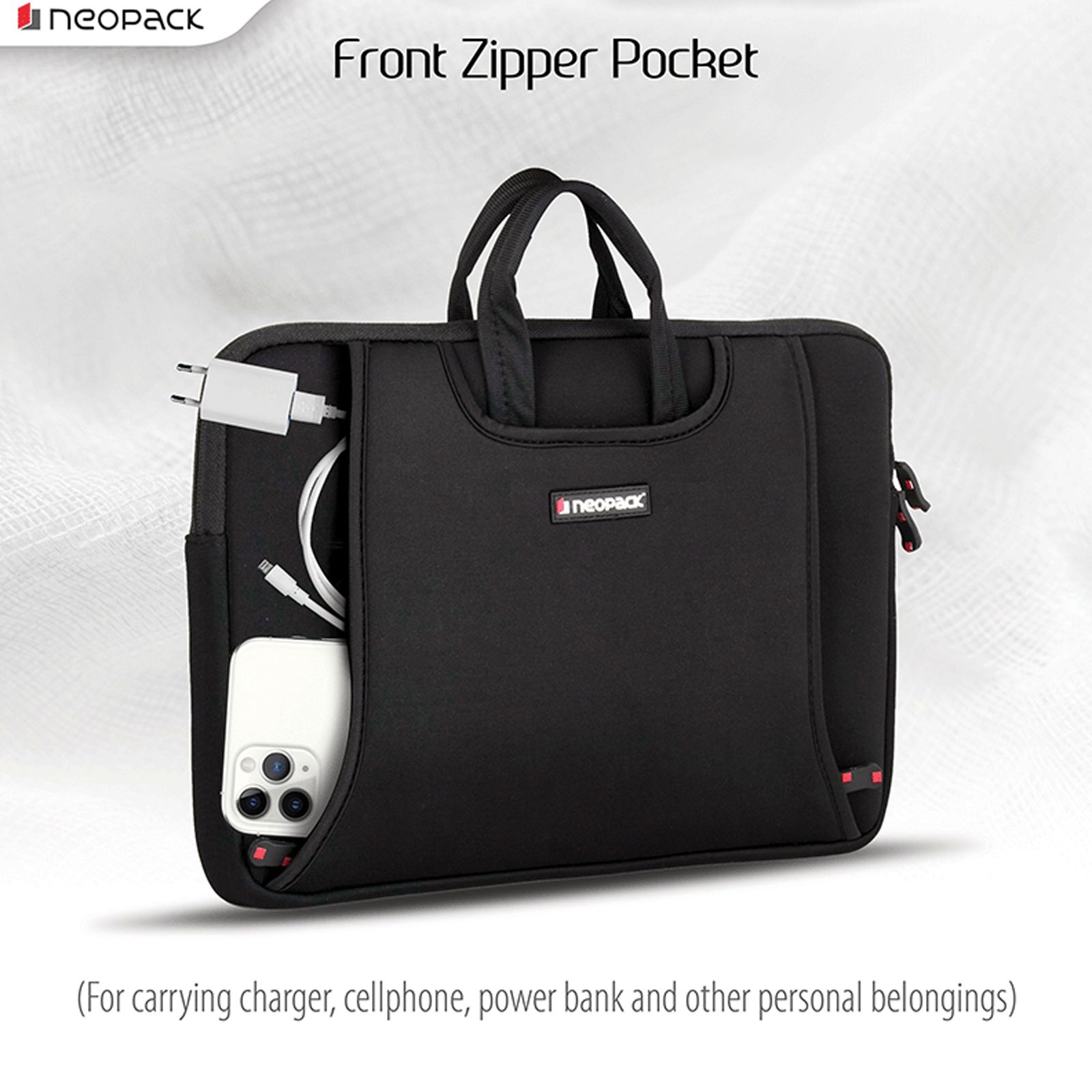 neopack Lycra Fabric, Neoprene Laptop Sleeve for 13.3 & 14.2 Inch Laptop (Water Resistant, Black)_6