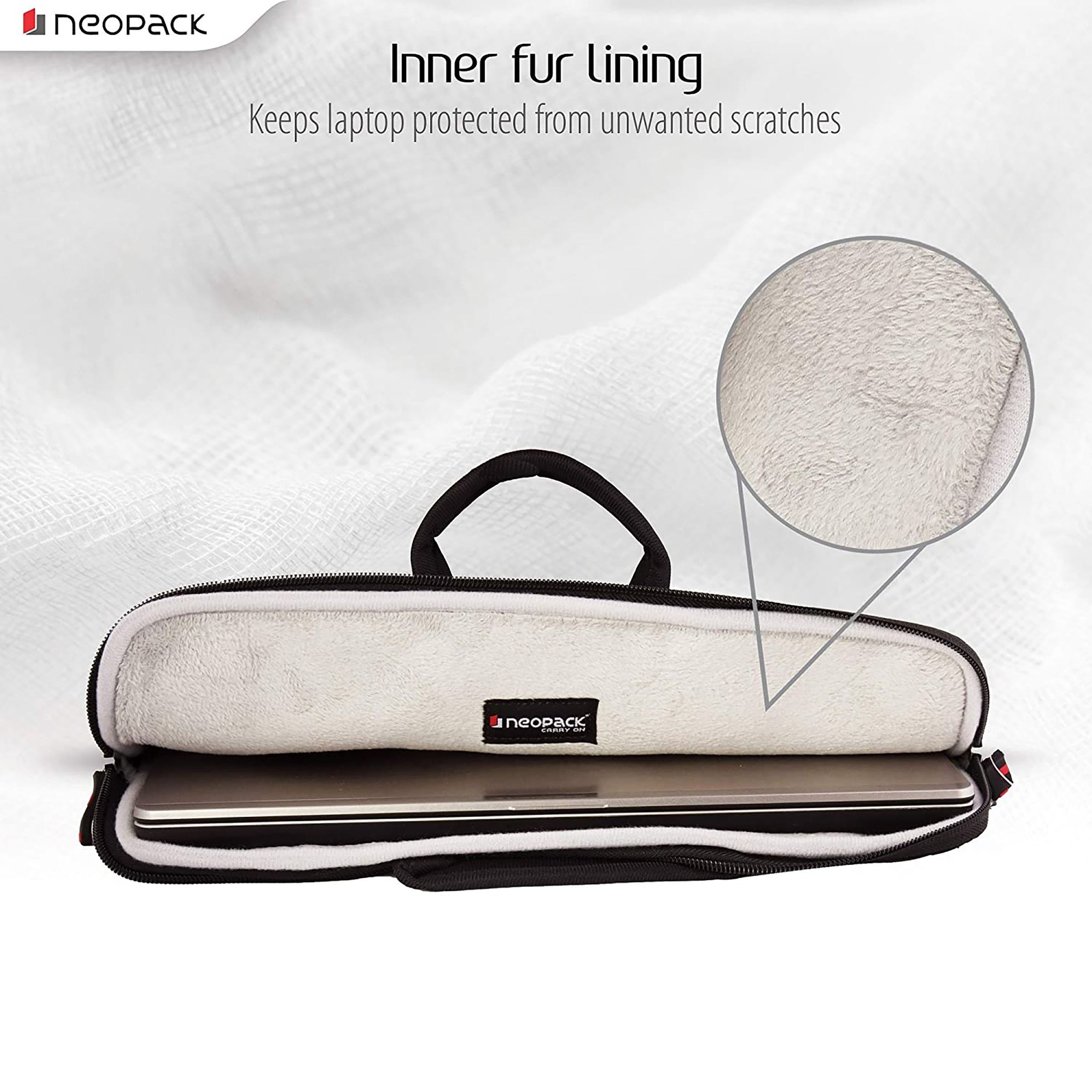 neopack Lycra Fabric, Neoprene Laptop Sleeve for 13.3 & 14.2 Inch Laptop (Water Resistant, Black)_7